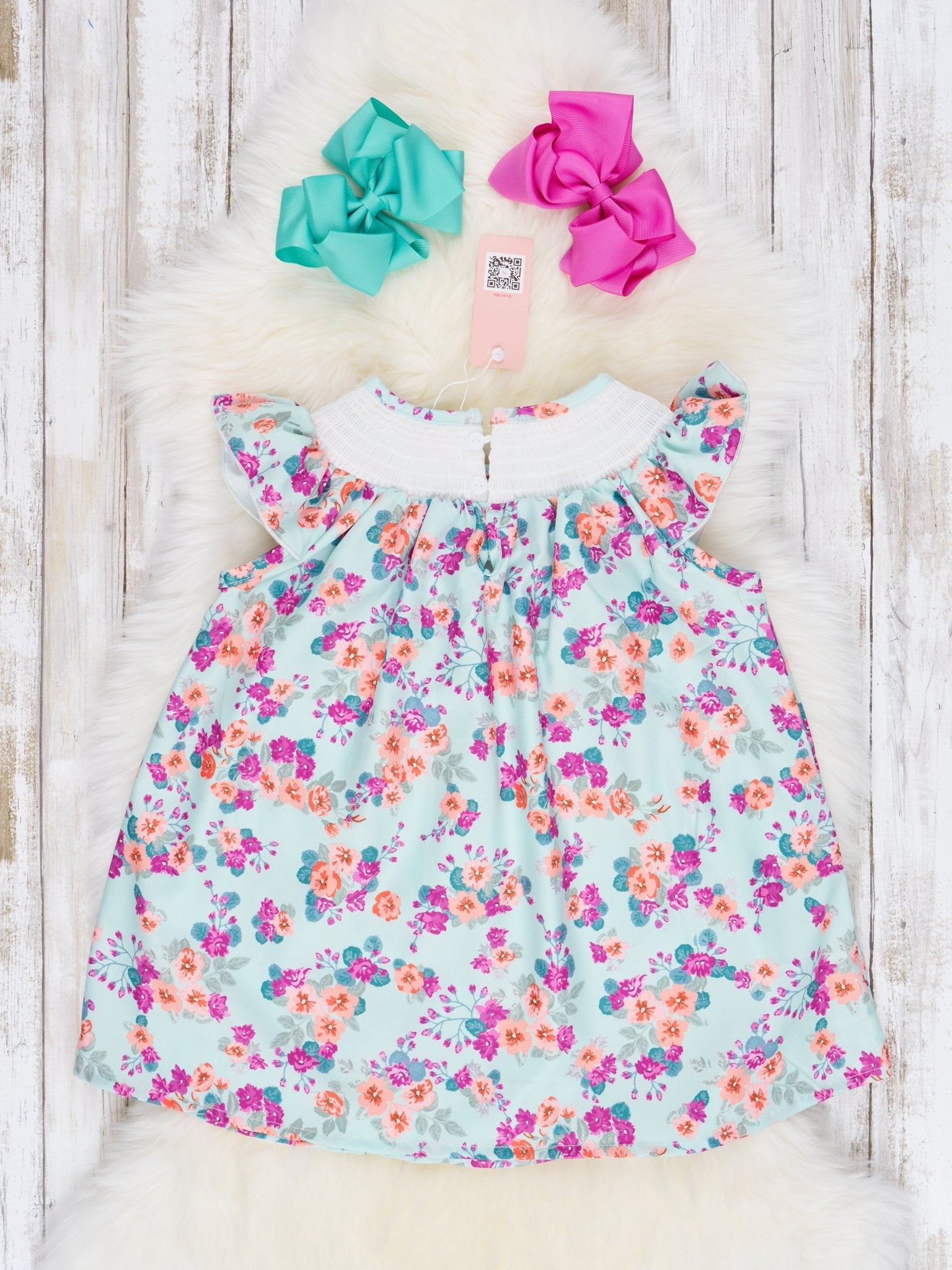 Smocked Orange Floral Ruffle Dress - Marie Nicole Clothing