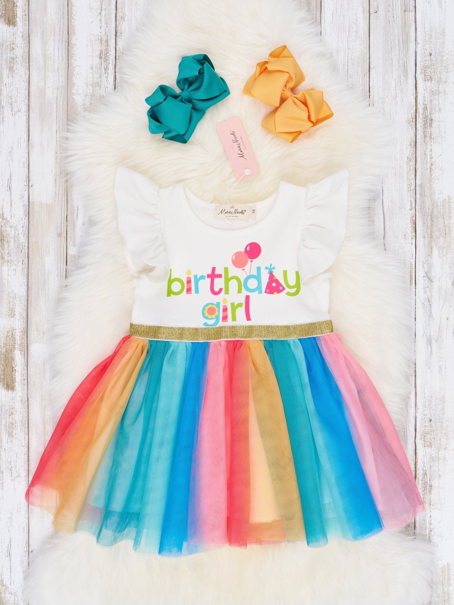 "Birthday Girl" Tulle Ruffle Dress - Marie Nicole Clothing