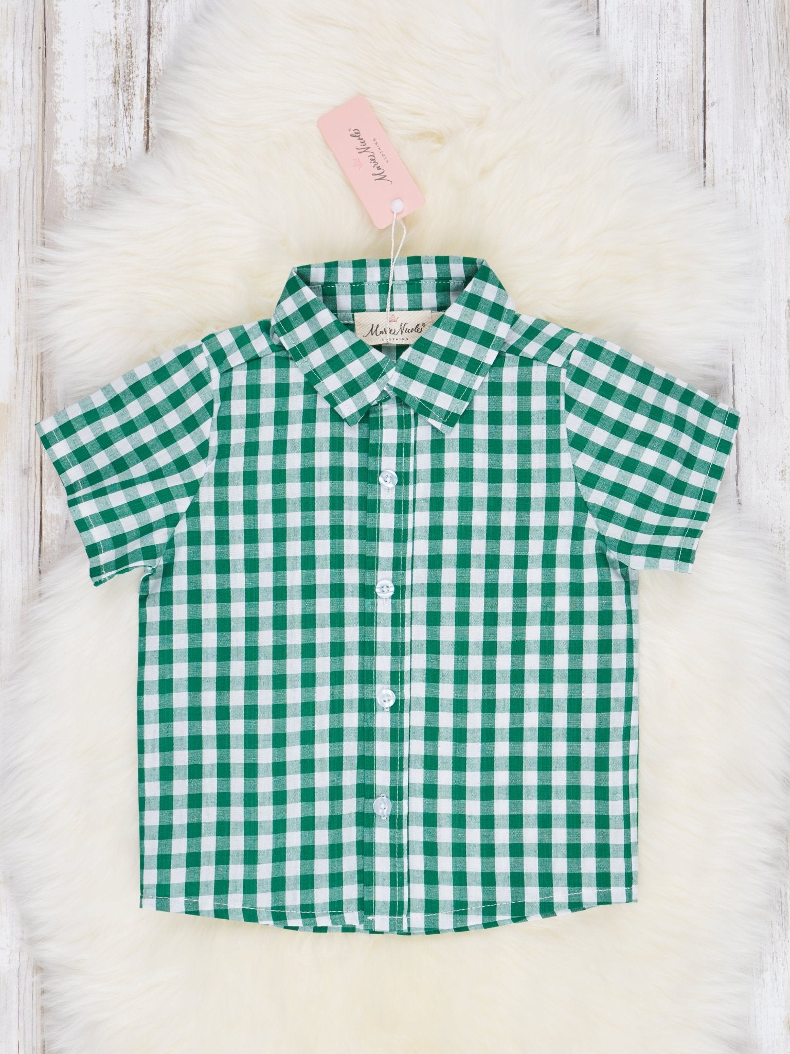 Green Gingham Polo - Marie Nicole Clothing
