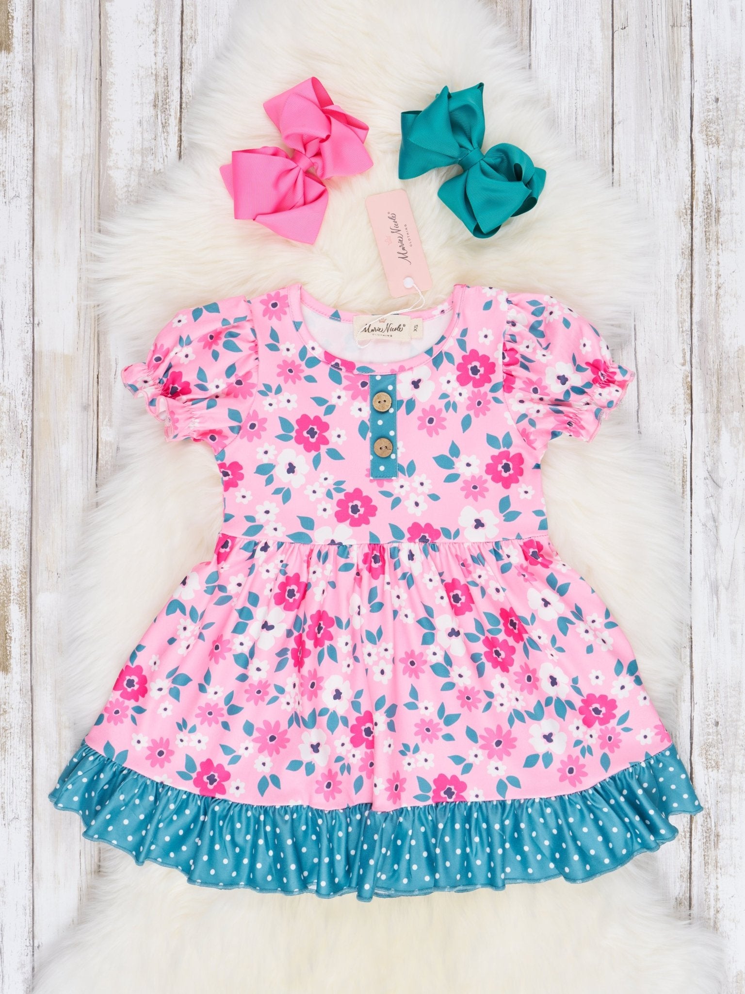 Pink Buttercup Ruffle Dress - Marie Nicole Clothing