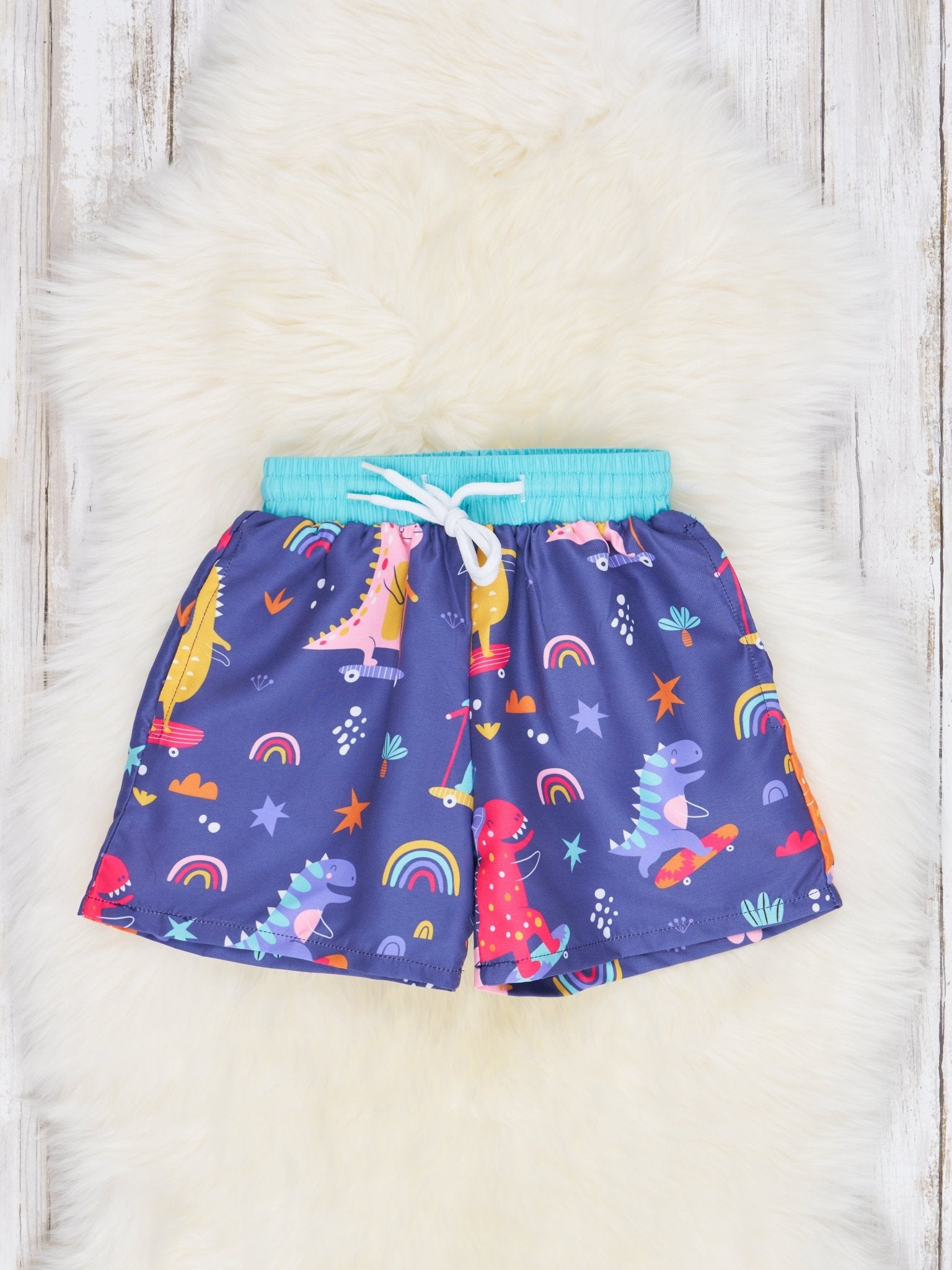 Skateboard Dino Swim Trunks - Marie Nicole Clothing