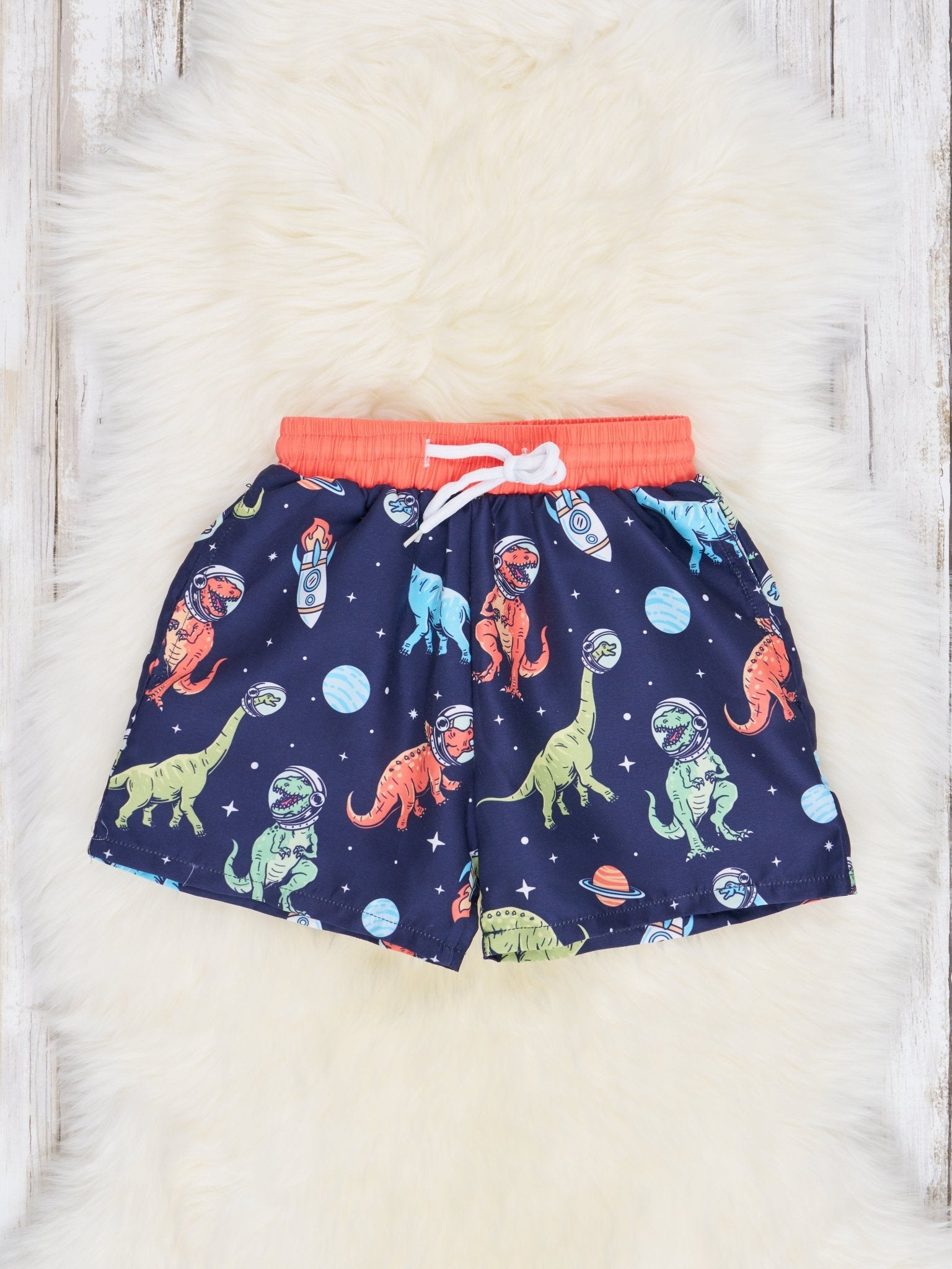 Space Dino Swim Trunks - Marie Nicole Clothing