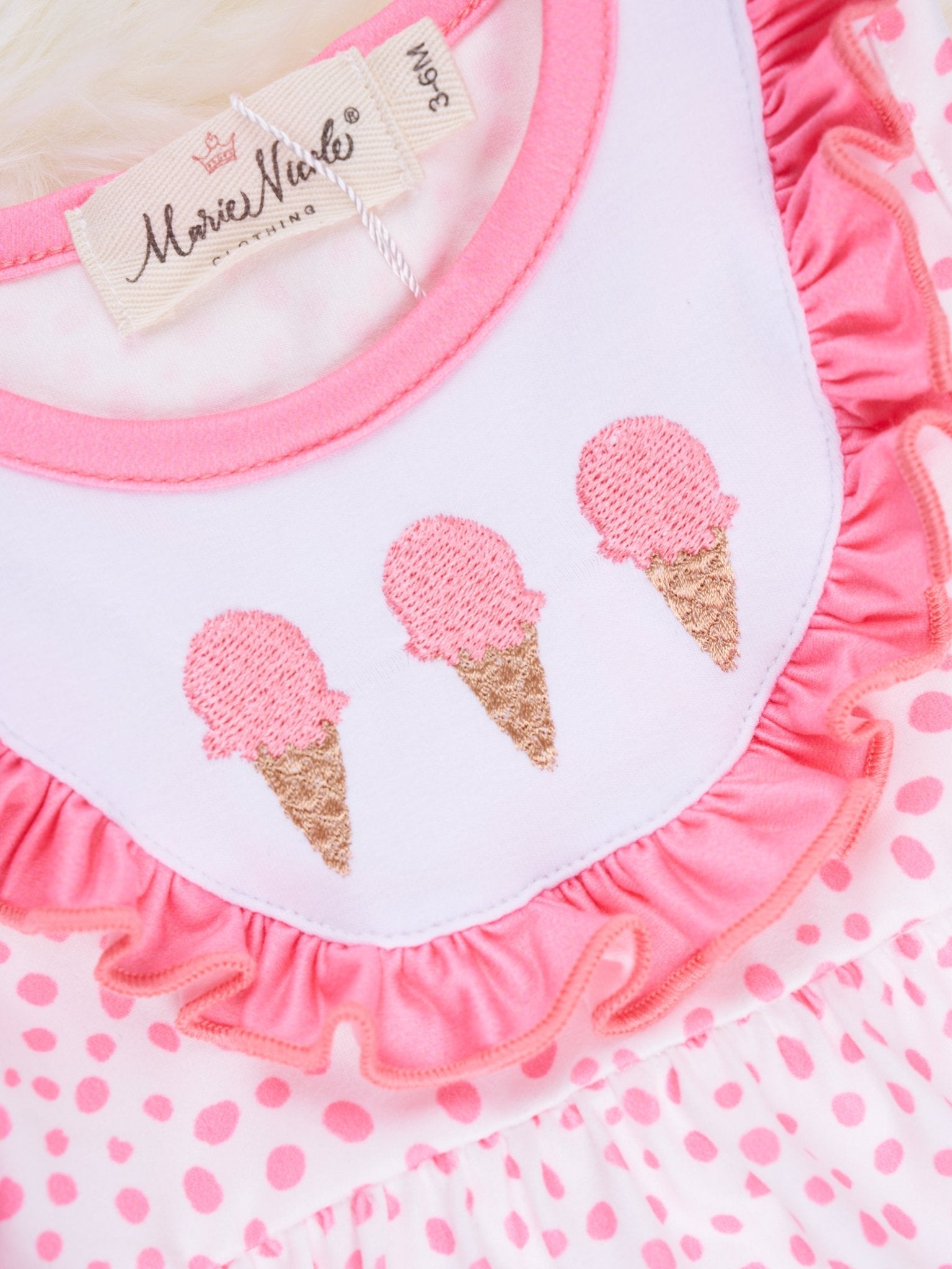 Pink Dot Ice Cream Ruffle Bubble Romper - Marie Nicole Clothing