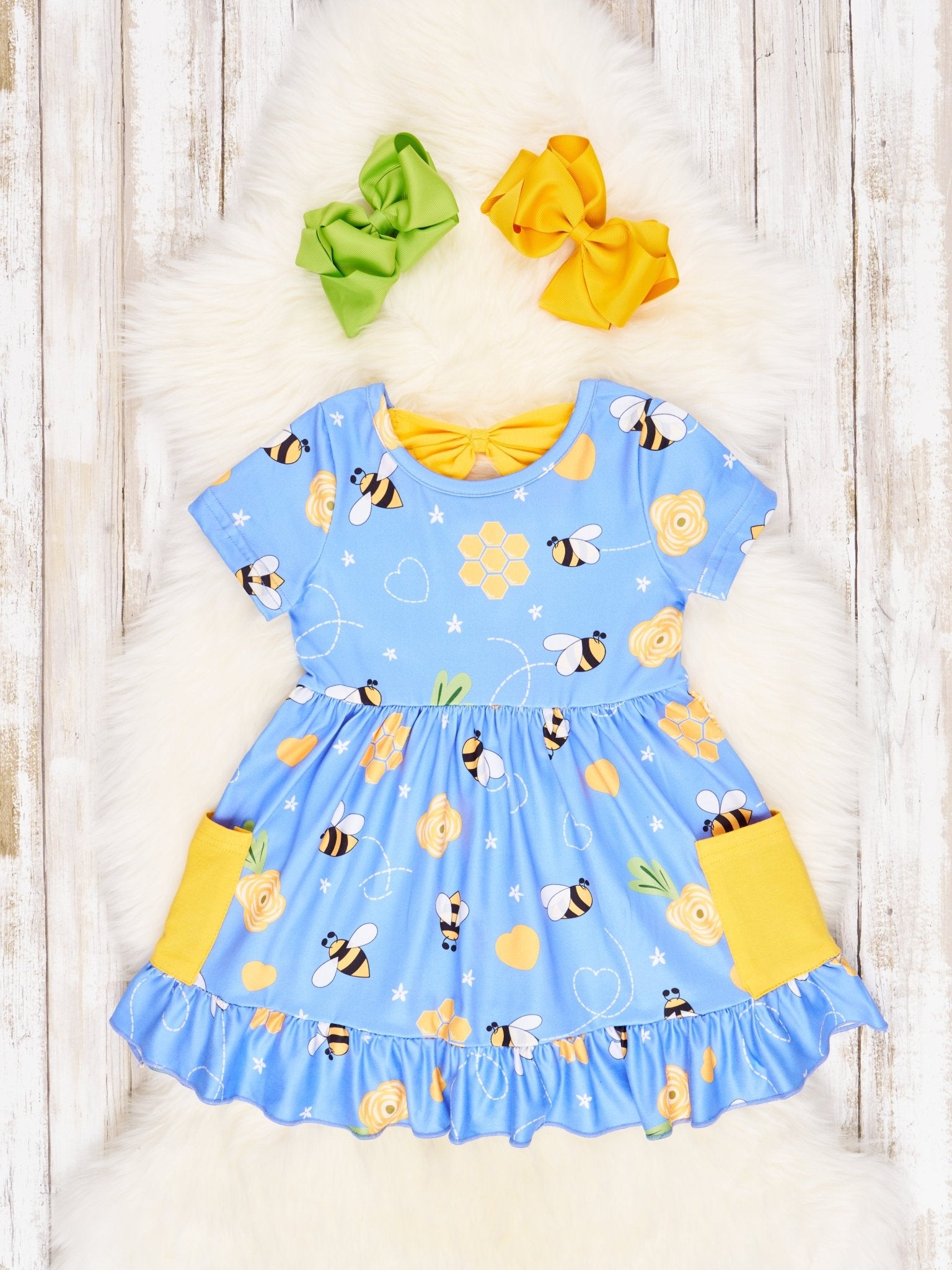Bold Bees Ruffle Dress - Marie Nicole Clothing