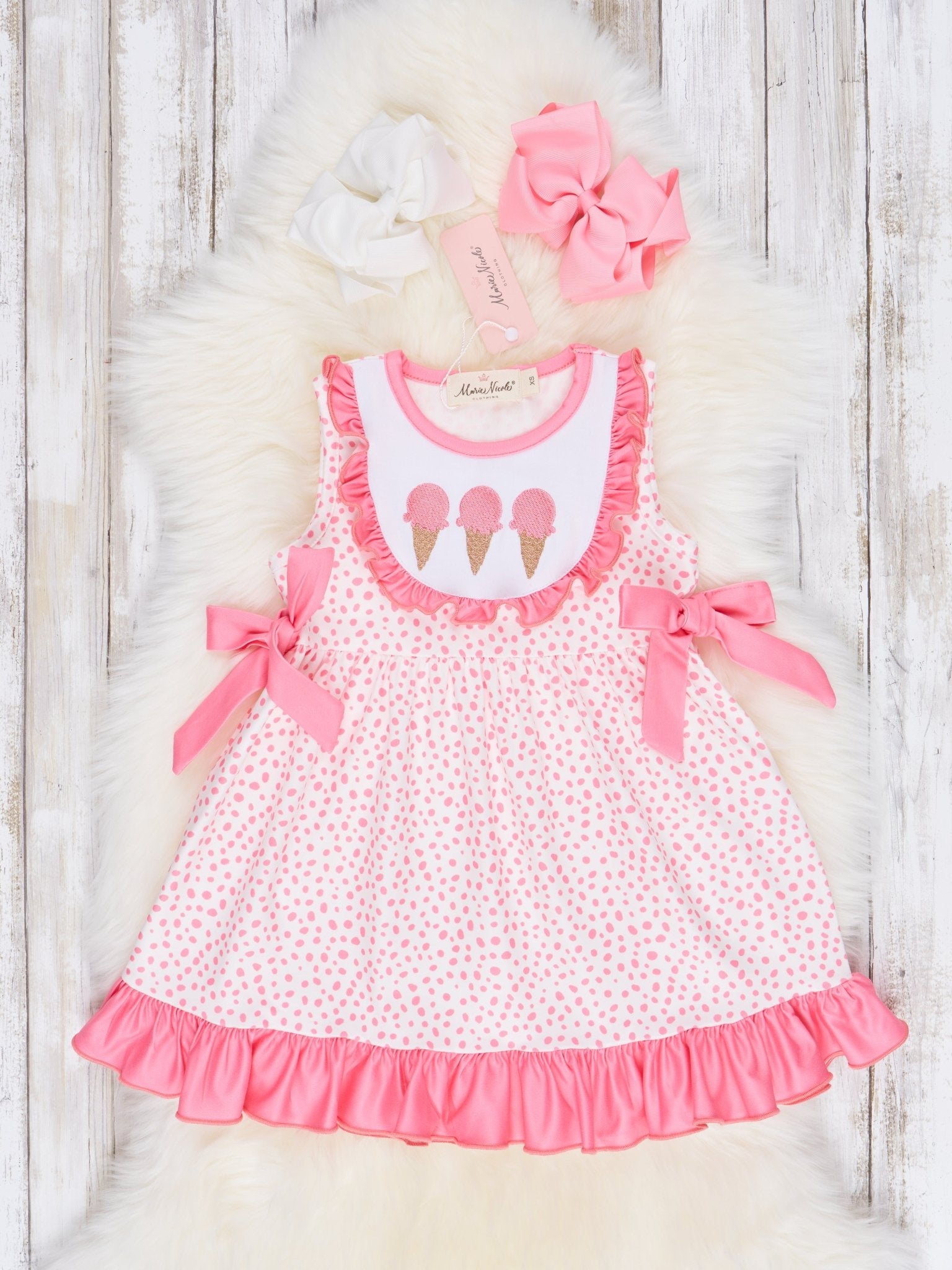 Pink Dot Ice Cream Ruffle Dress
