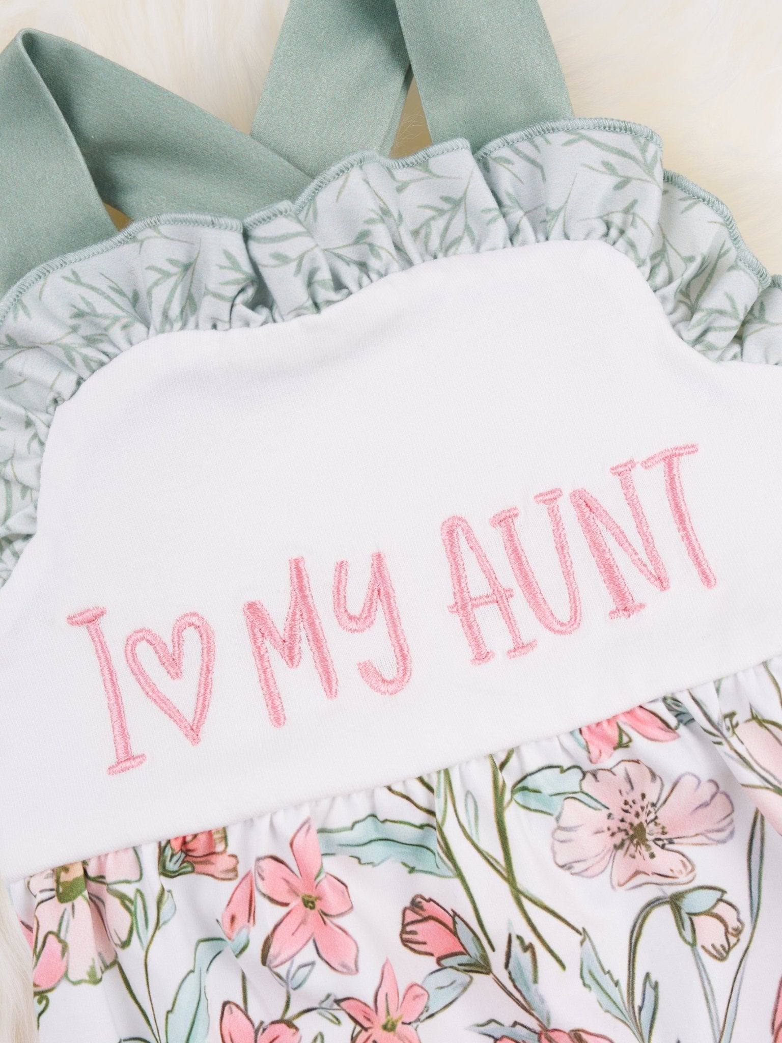 "Love My Aunt" Ruffle Bubble Romper - Marie Nicole Clothing