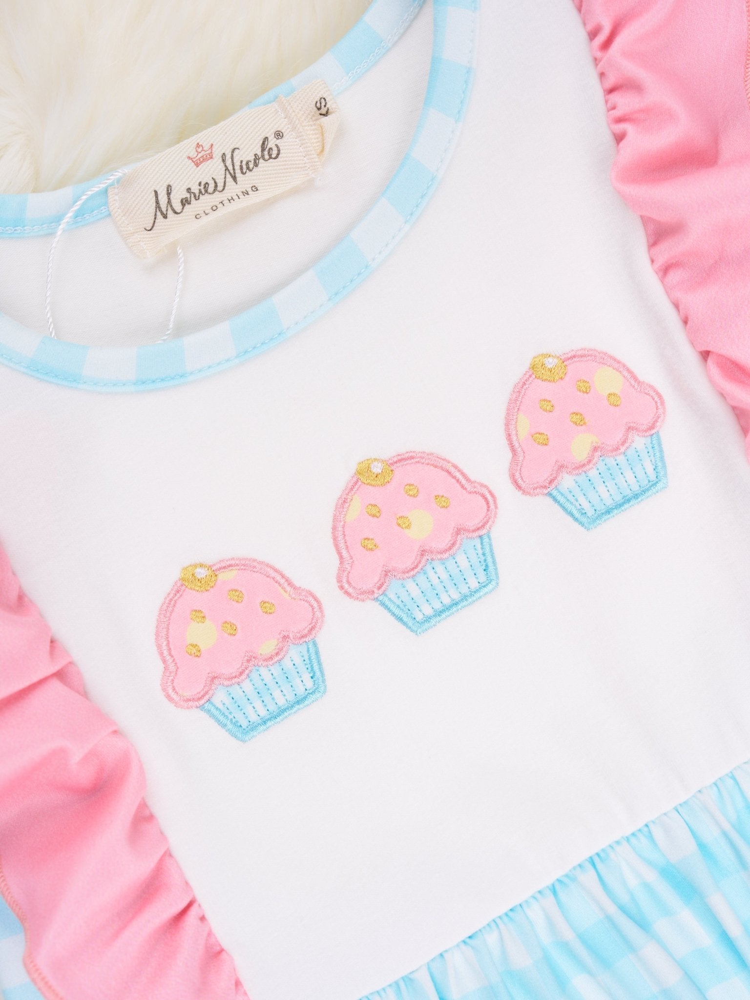 Blue Gingham Cupcake Ruffle Dress - Marie Nicole Clothing