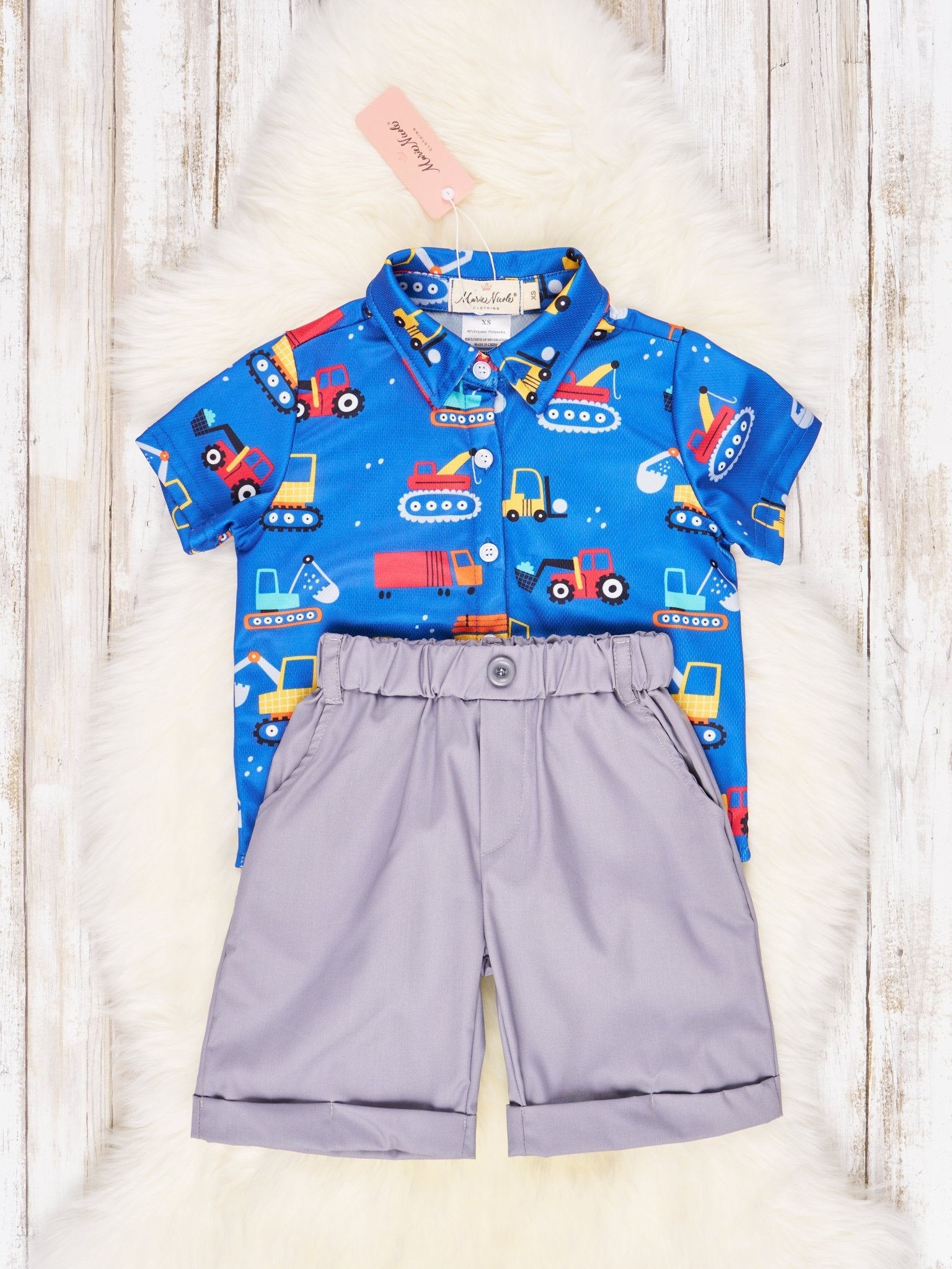 Blue Construction Polo Outfit - Marie Nicole Clothing