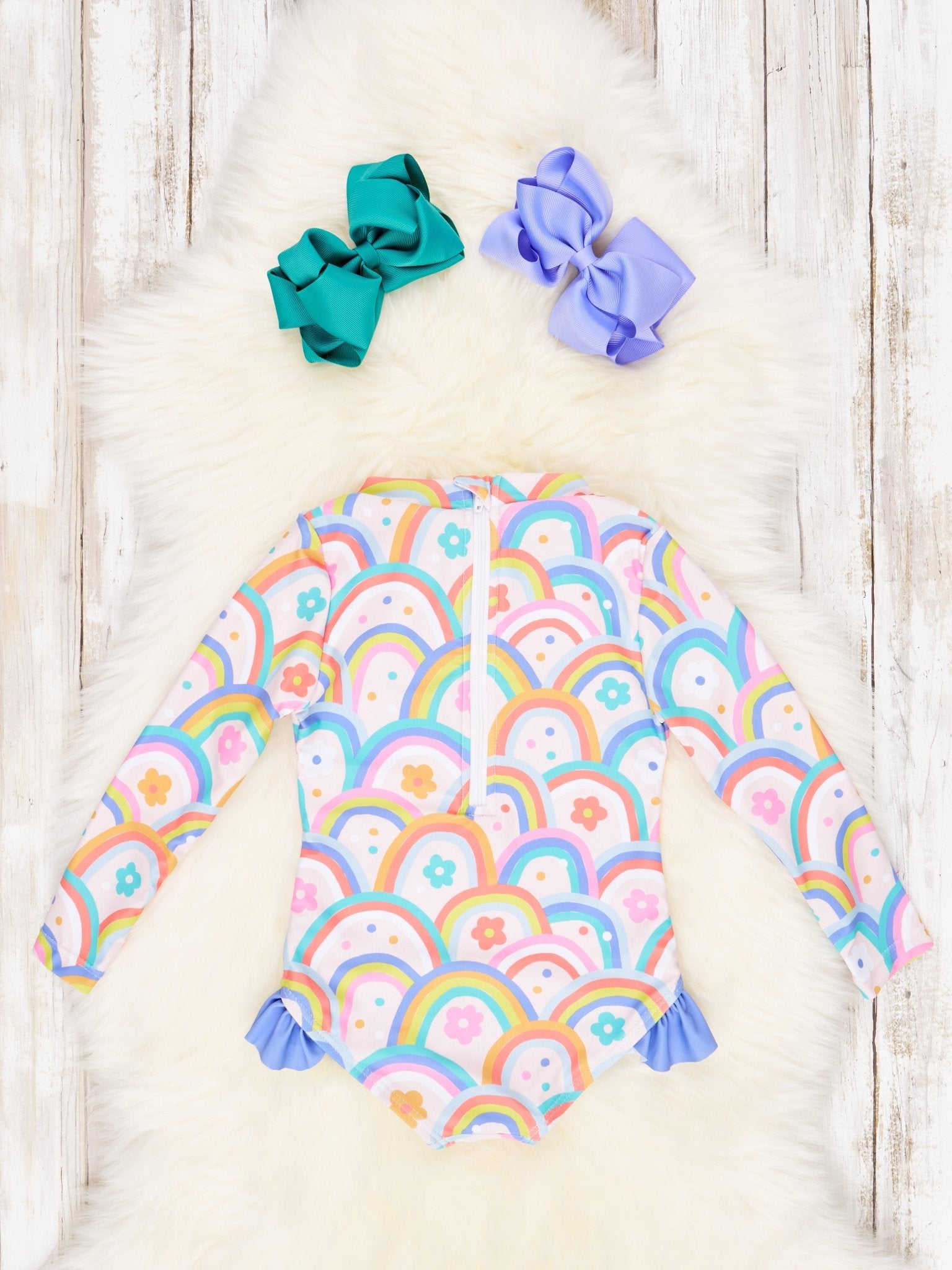 Floral Rainbow Rash Guard Swimsuit - Marie Nicole Clothing