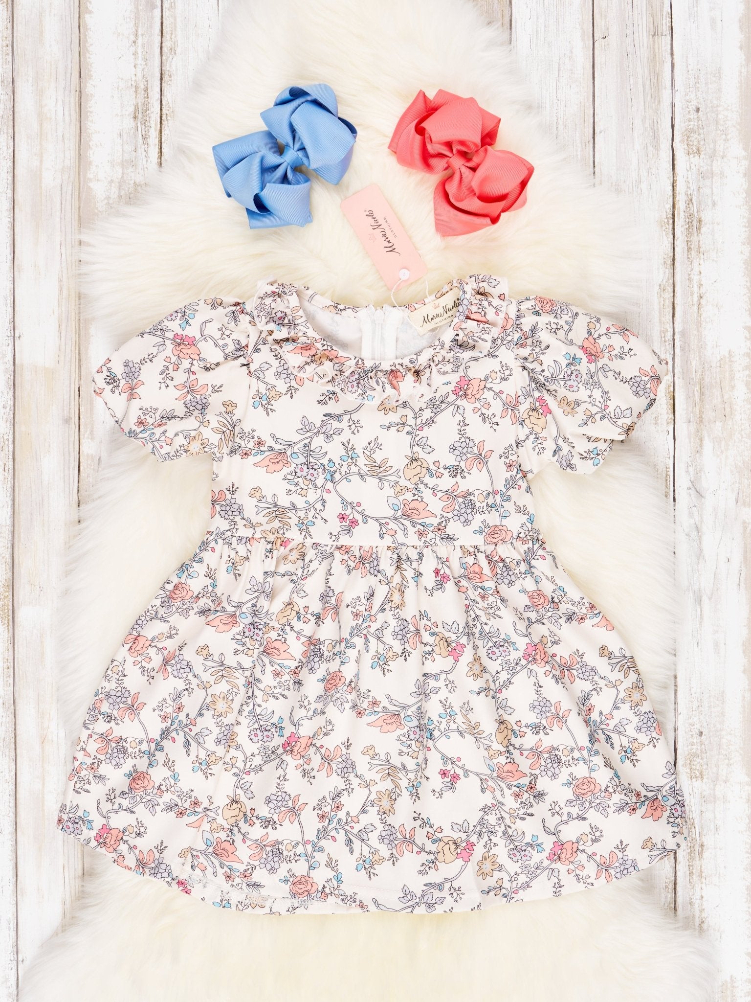 Vintage Rose Ruffle Dress - Marie Nicole Clothing