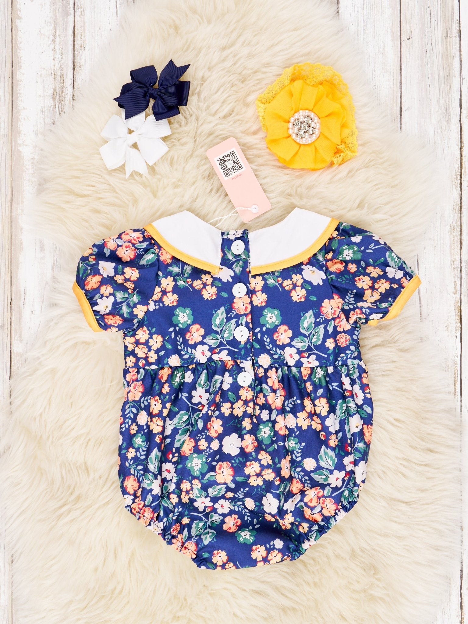 Smocked Ditsy Floral Vintage Romper - Marie Nicole Clothing