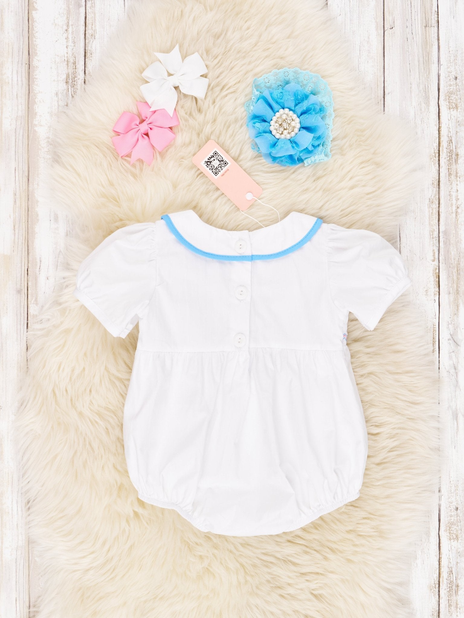 Smocked Sail Boat Vintage Romper - Marie Nicole Clothing
