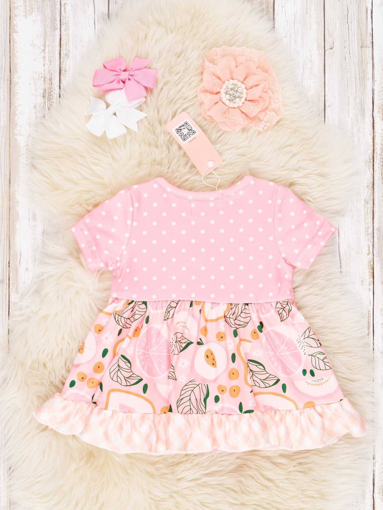 Pink Fruit Vintage Ruffle Dressy Romper - Marie Nicole Clothing