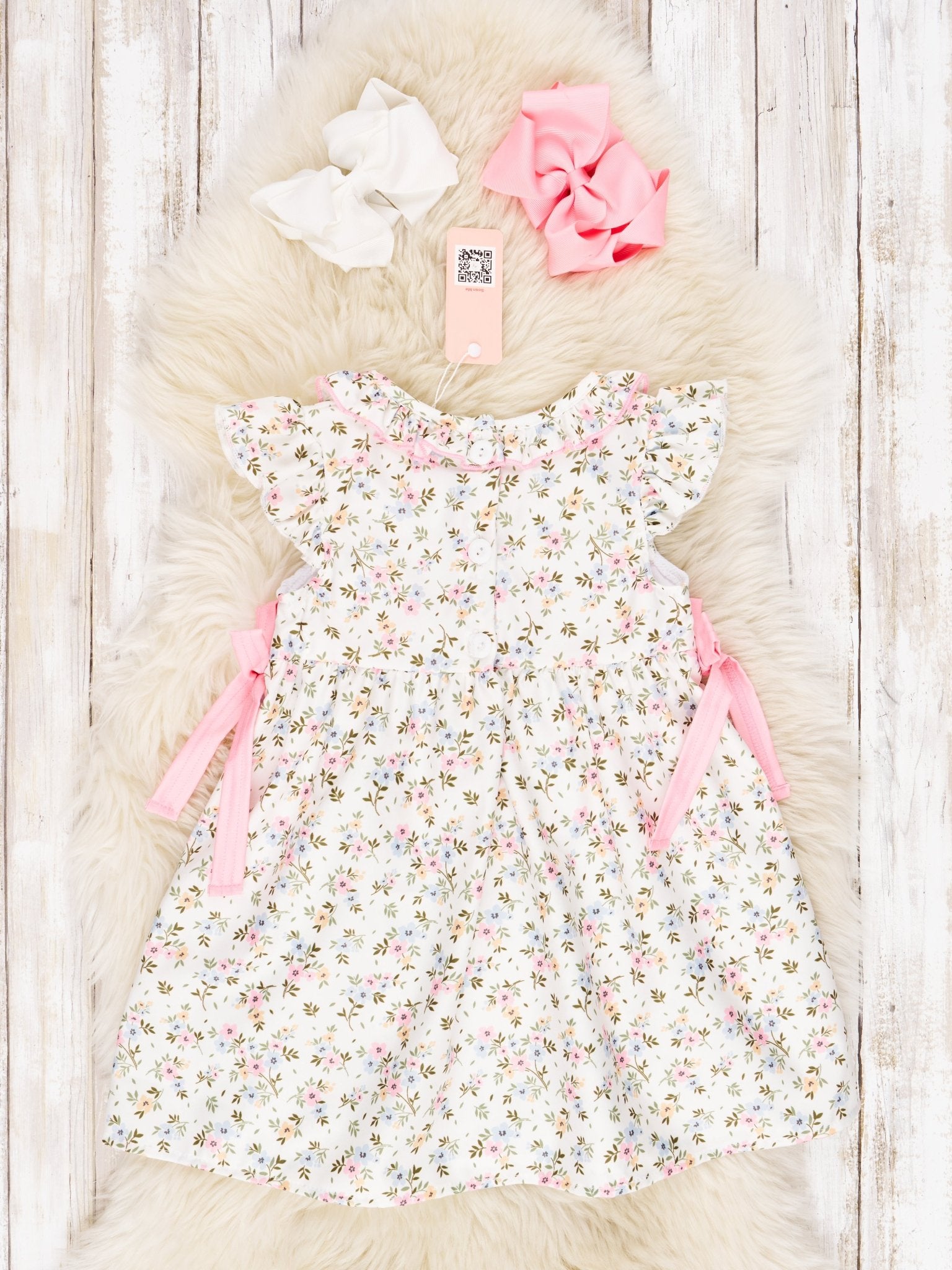 Smocked Floral "I Love Grandma" Ruffle Dress - Marie Nicole Clothing