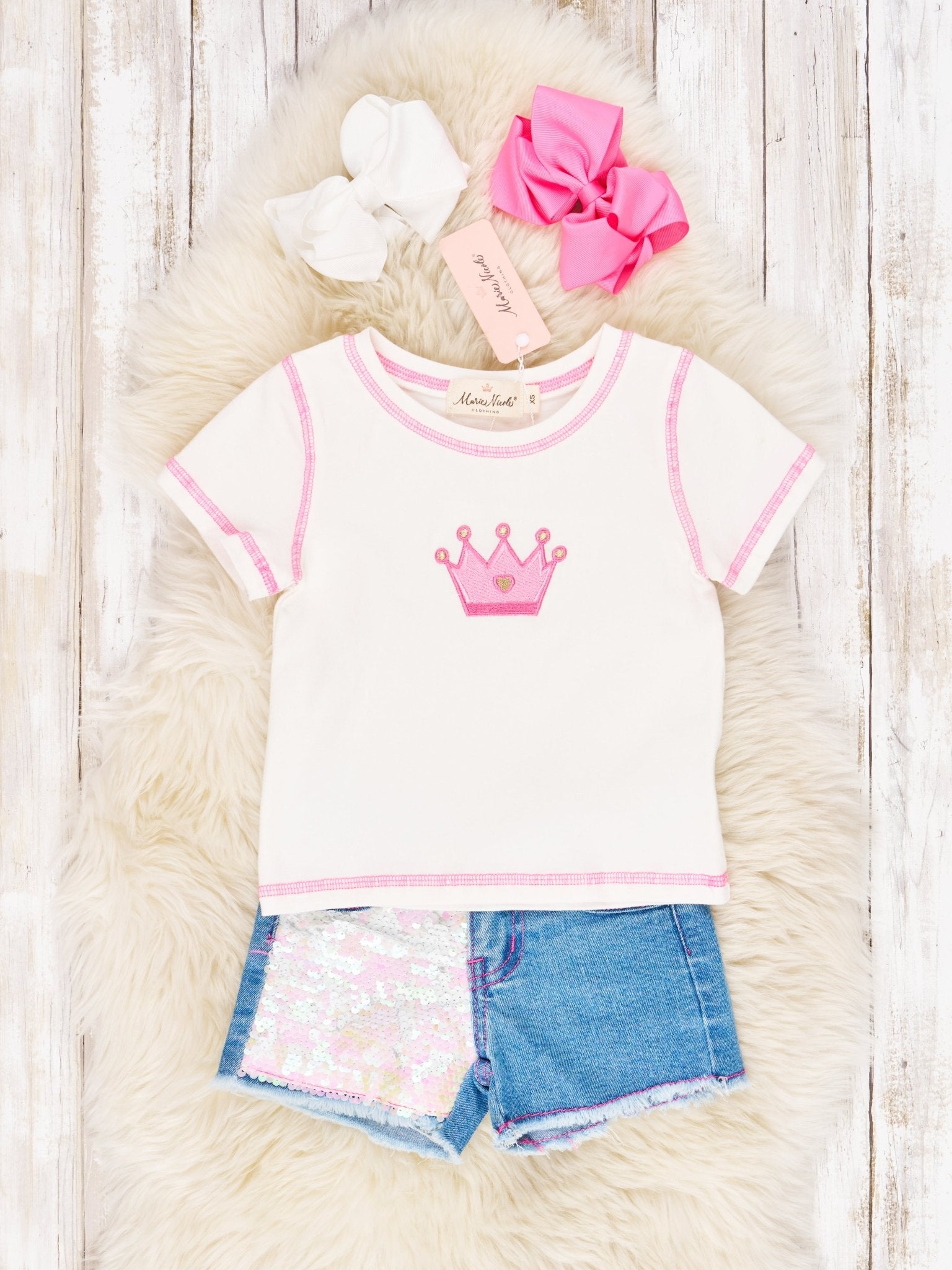 Crown Sequin Denim Outfit - Marie Nicole Clothing