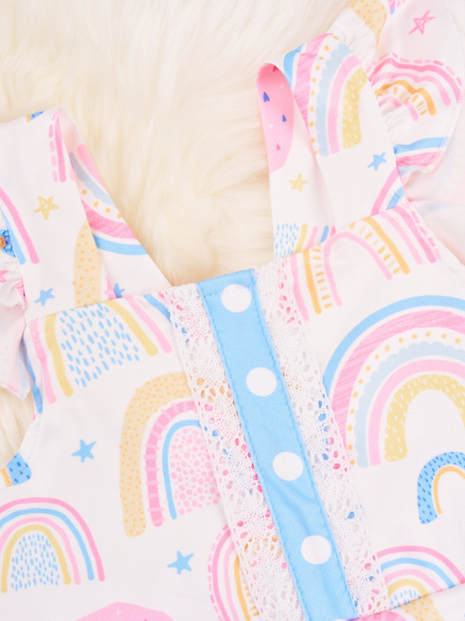 Rainbows & Stars Ruffle Dress - Marie Nicole Clothing