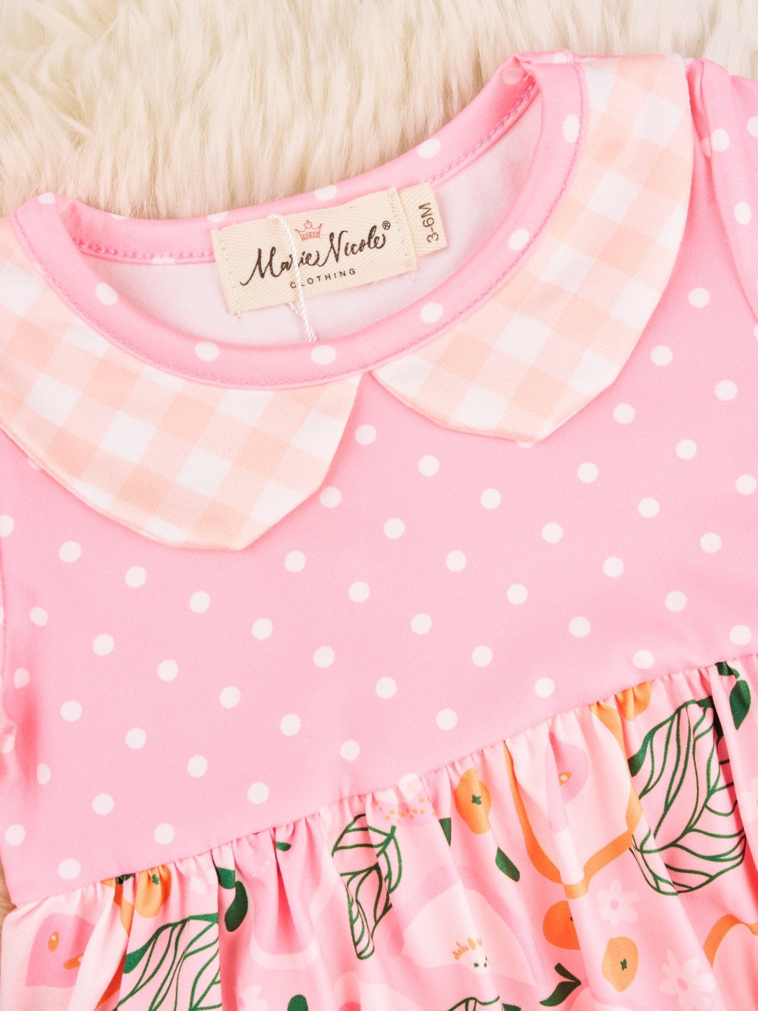 Pink Fruit Vintage Ruffle Dressy Romper - Marie Nicole Clothing
