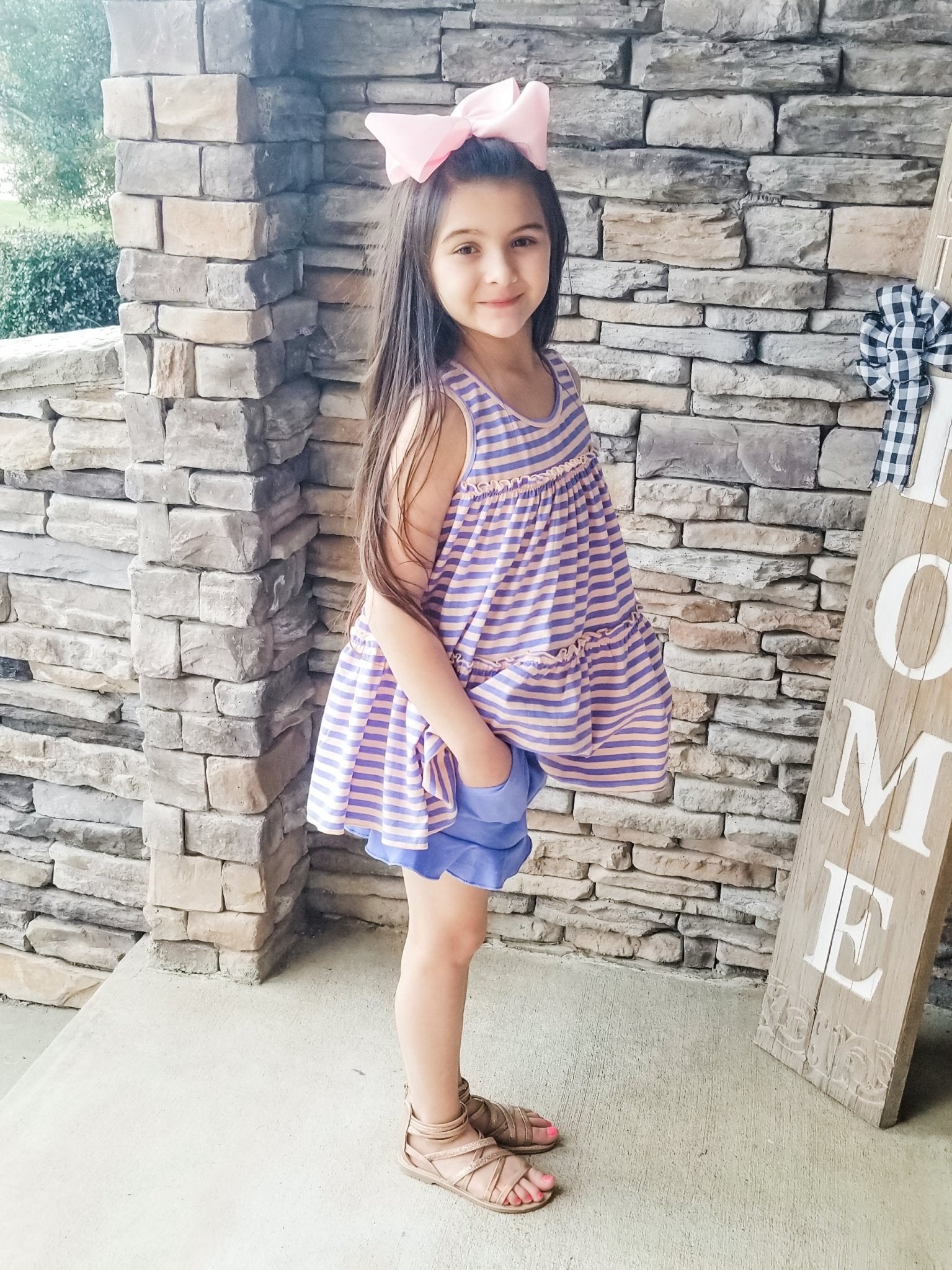 Pocket Ruffle Short - Iris - Marie Nicole Clothing