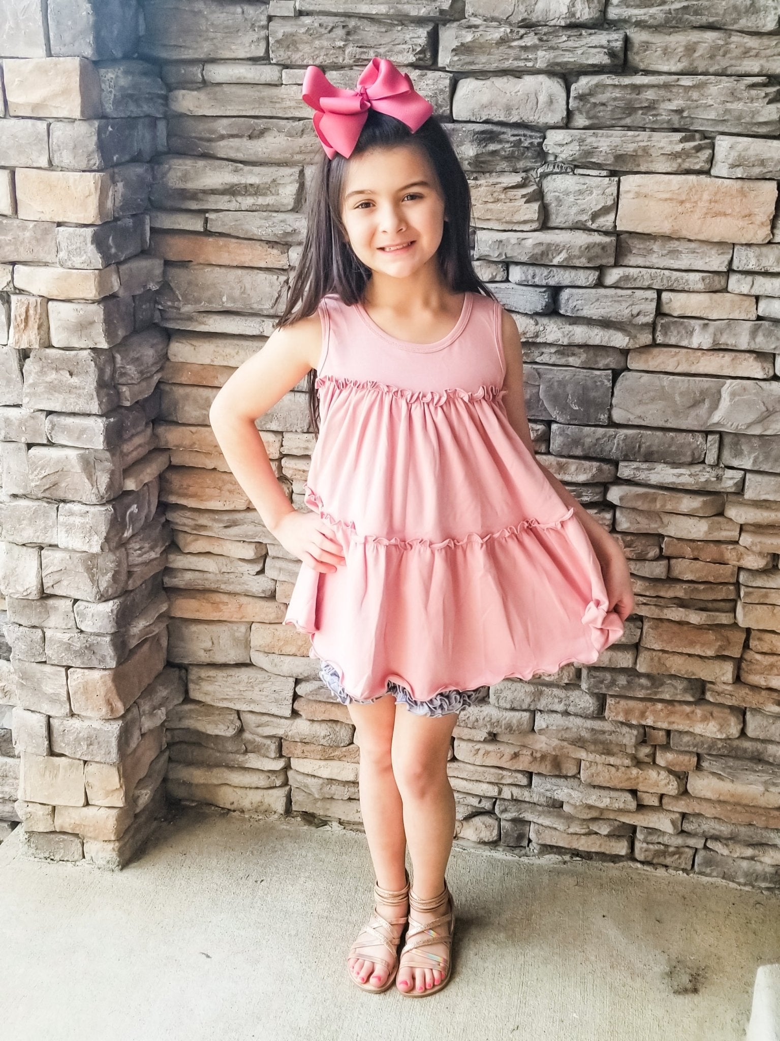 Cotton Swing Ruffle Tank - Mauve Pink - Marie Nicole Clothing