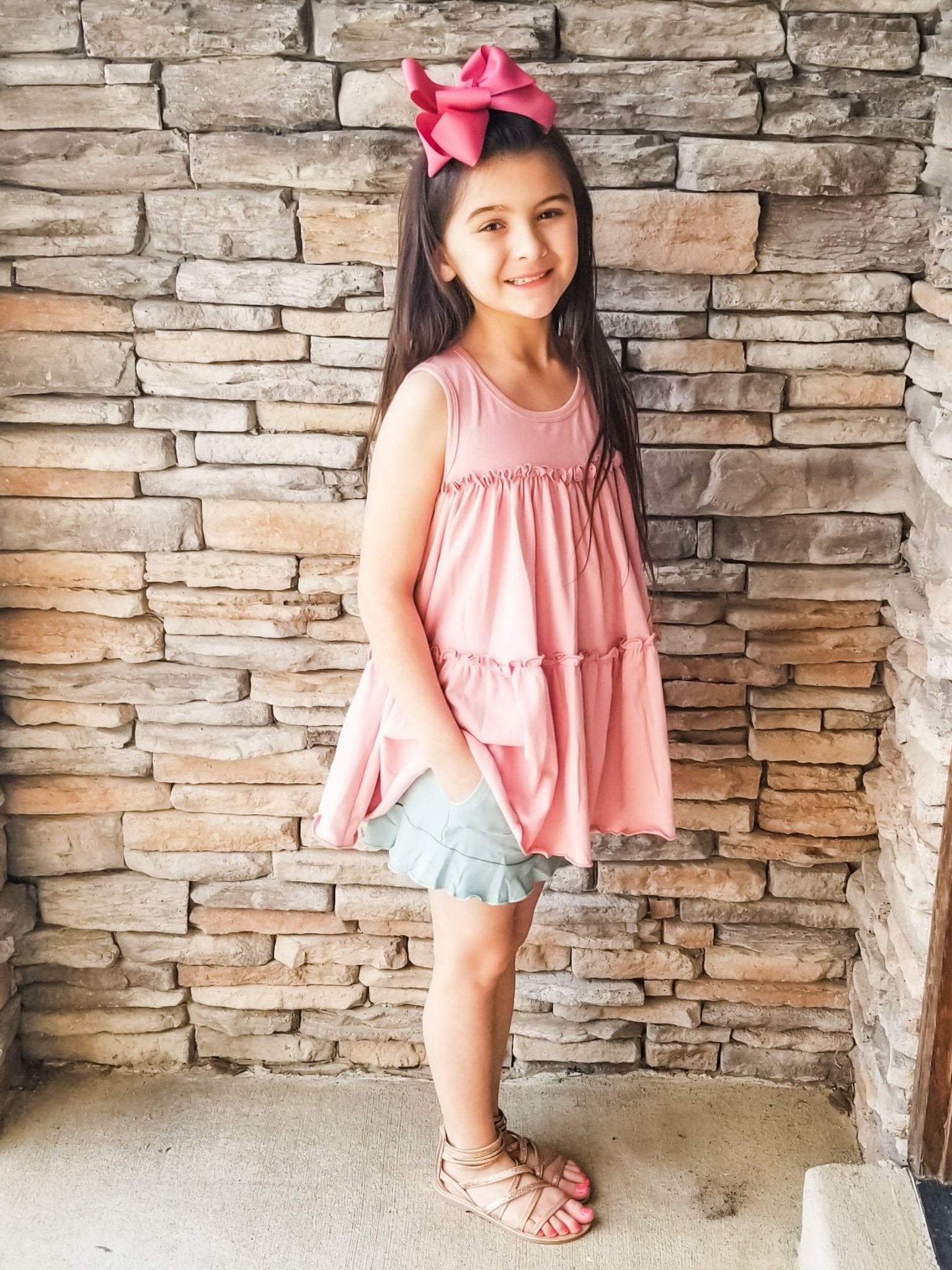 Pocket Ruffle Short - Nile Blue - Marie Nicole Clothing