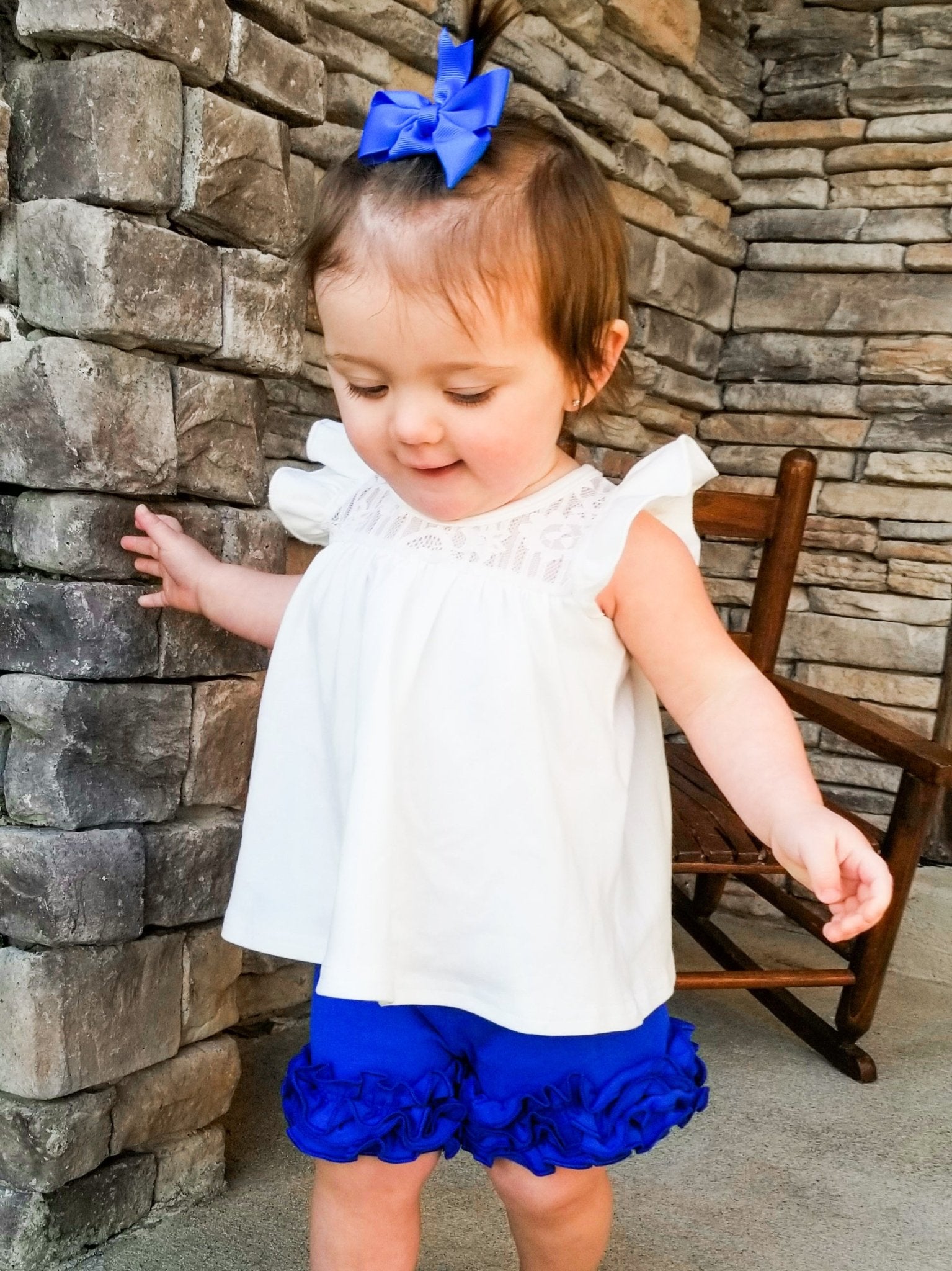 Lace Flutter Sleeve Top - White - Marie Nicole Clothing