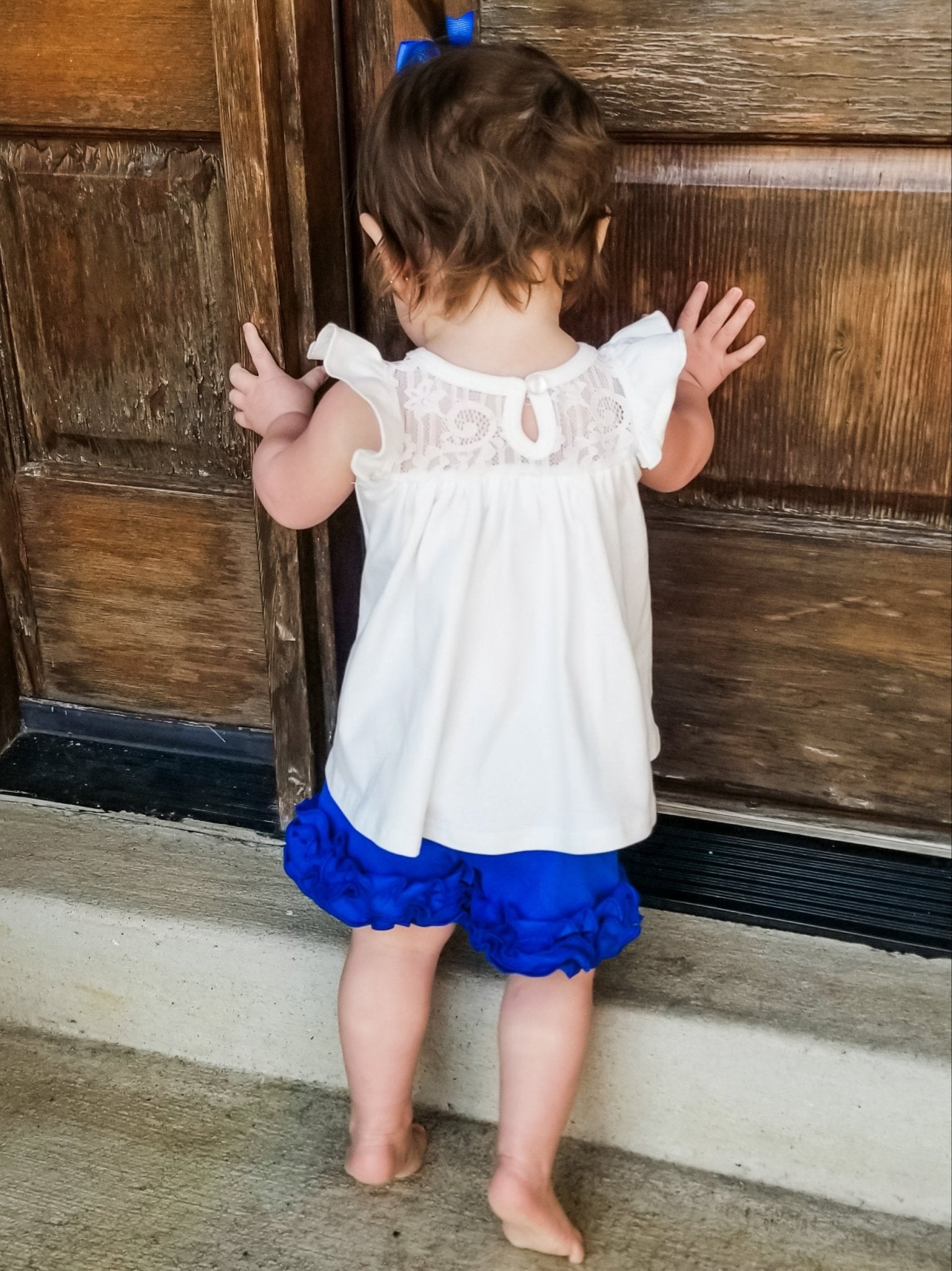 Lace Flutter Sleeve Top - White - Marie Nicole Clothing
