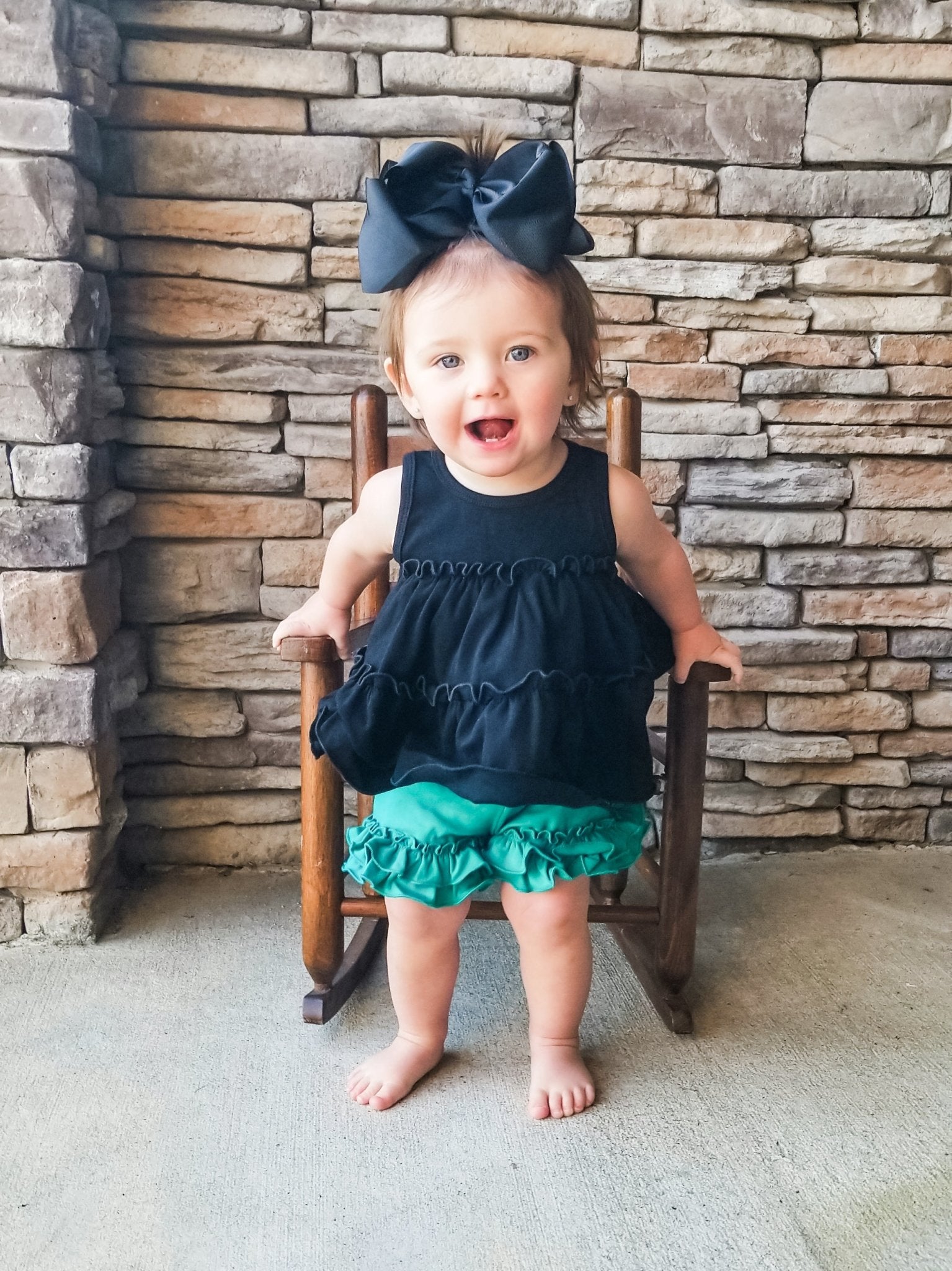 Cotton Ruffle Hem Shorts - Mermaid - Marie Nicole Clothing