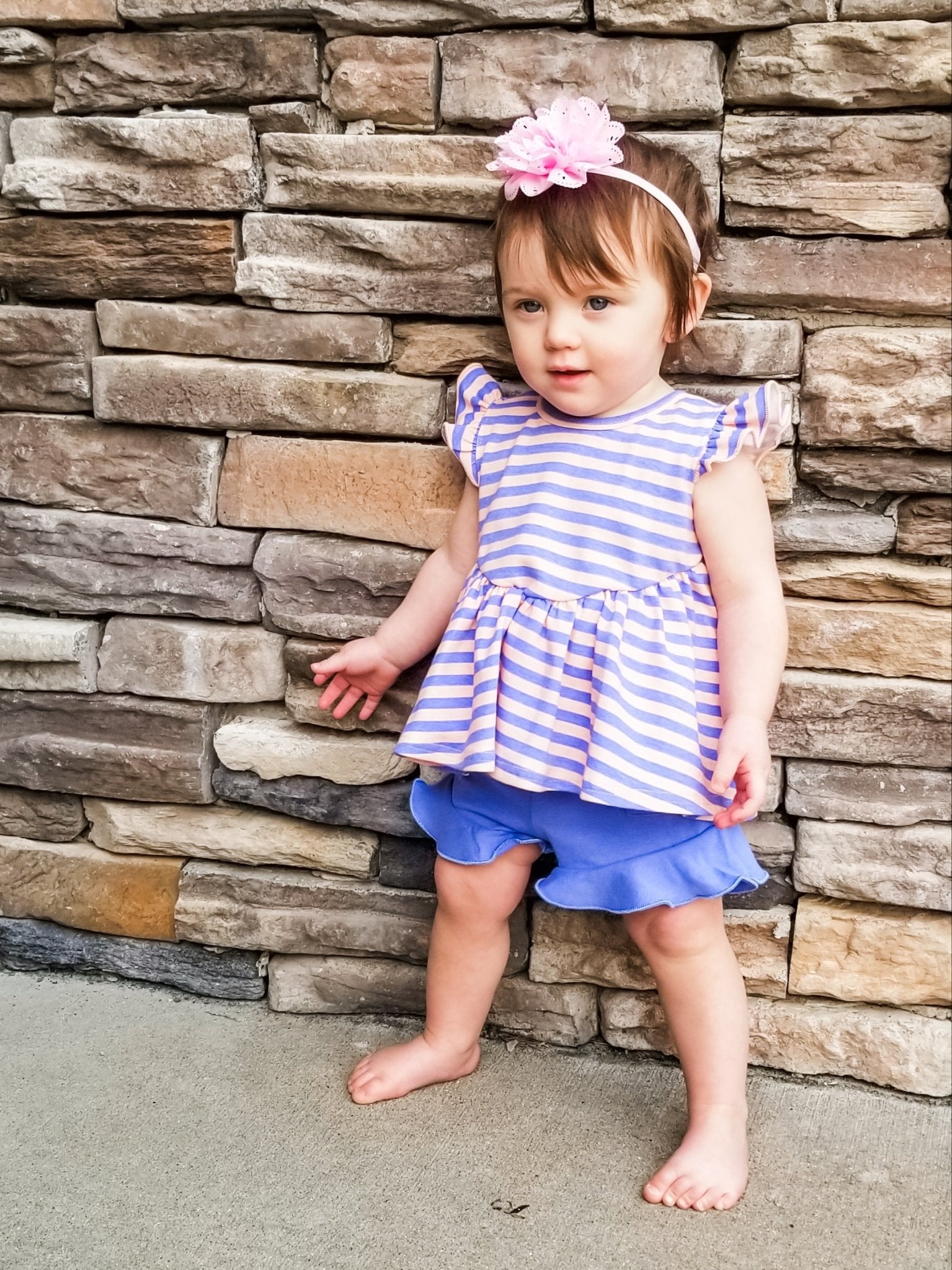 Pocket Ruffle Short - Iris - Marie Nicole Clothing