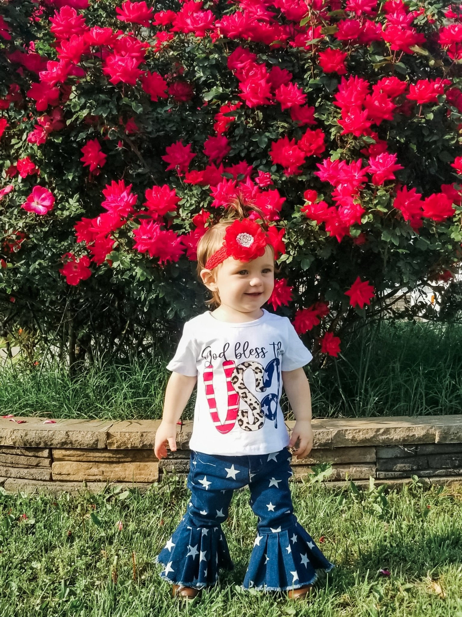 "God Bless The USA" Star Bell Bottoms Outfit - Marie Nicole Clothing