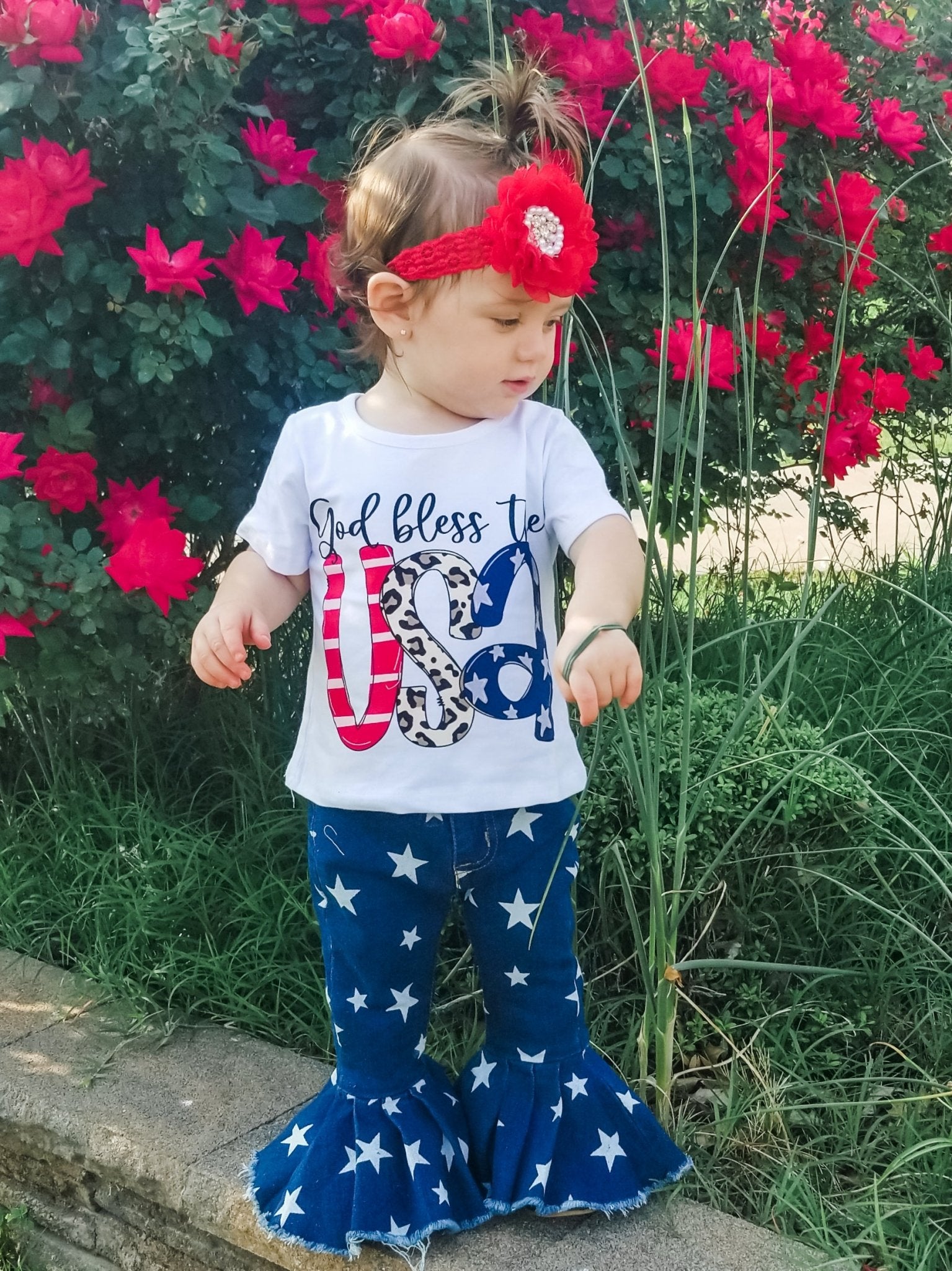 "God Bless The USA" Star Bell Bottoms Outfit - Marie Nicole Clothing
