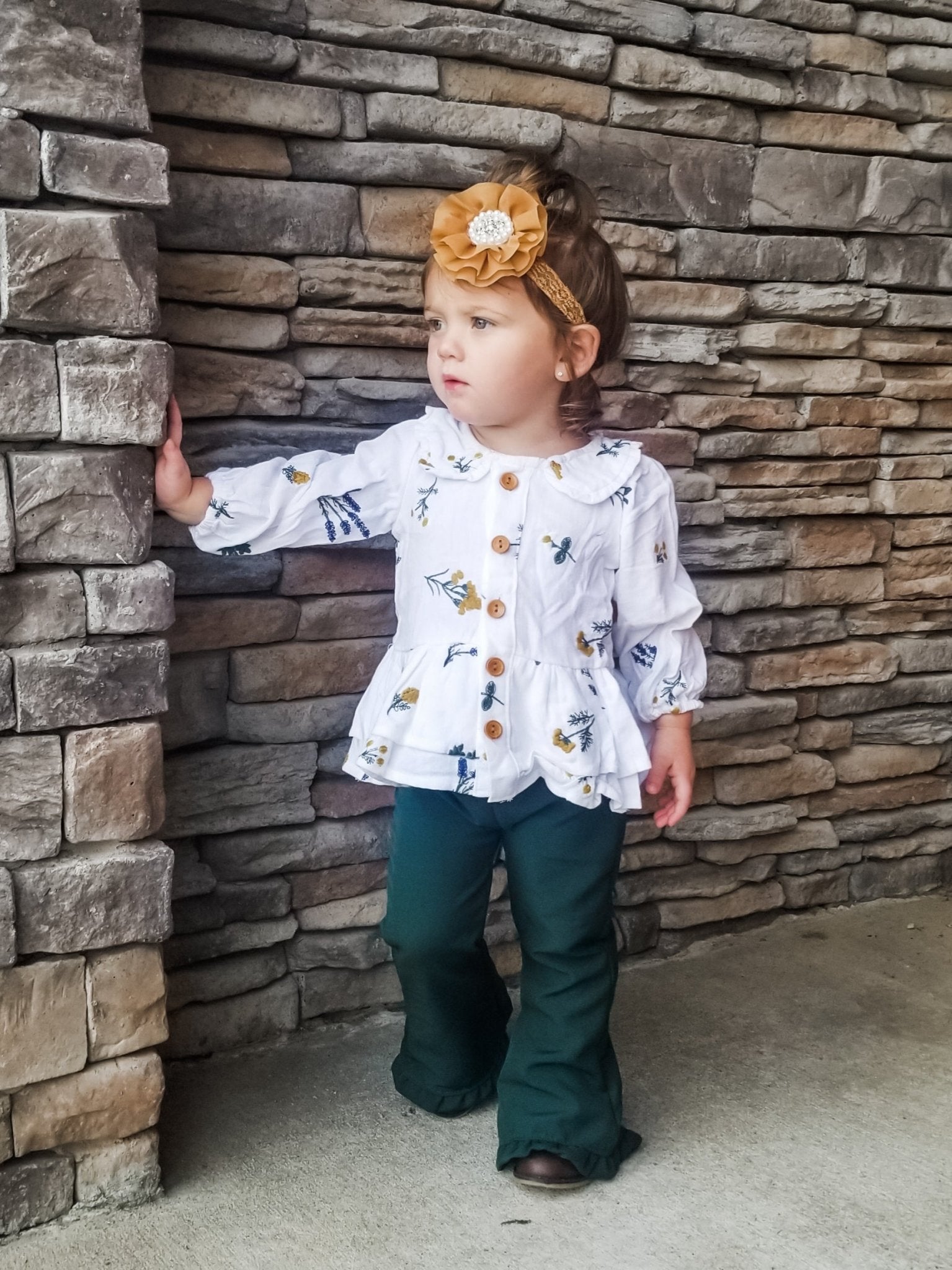 Wildflower Button Up Peplum Top - Marie Nicole Clothing