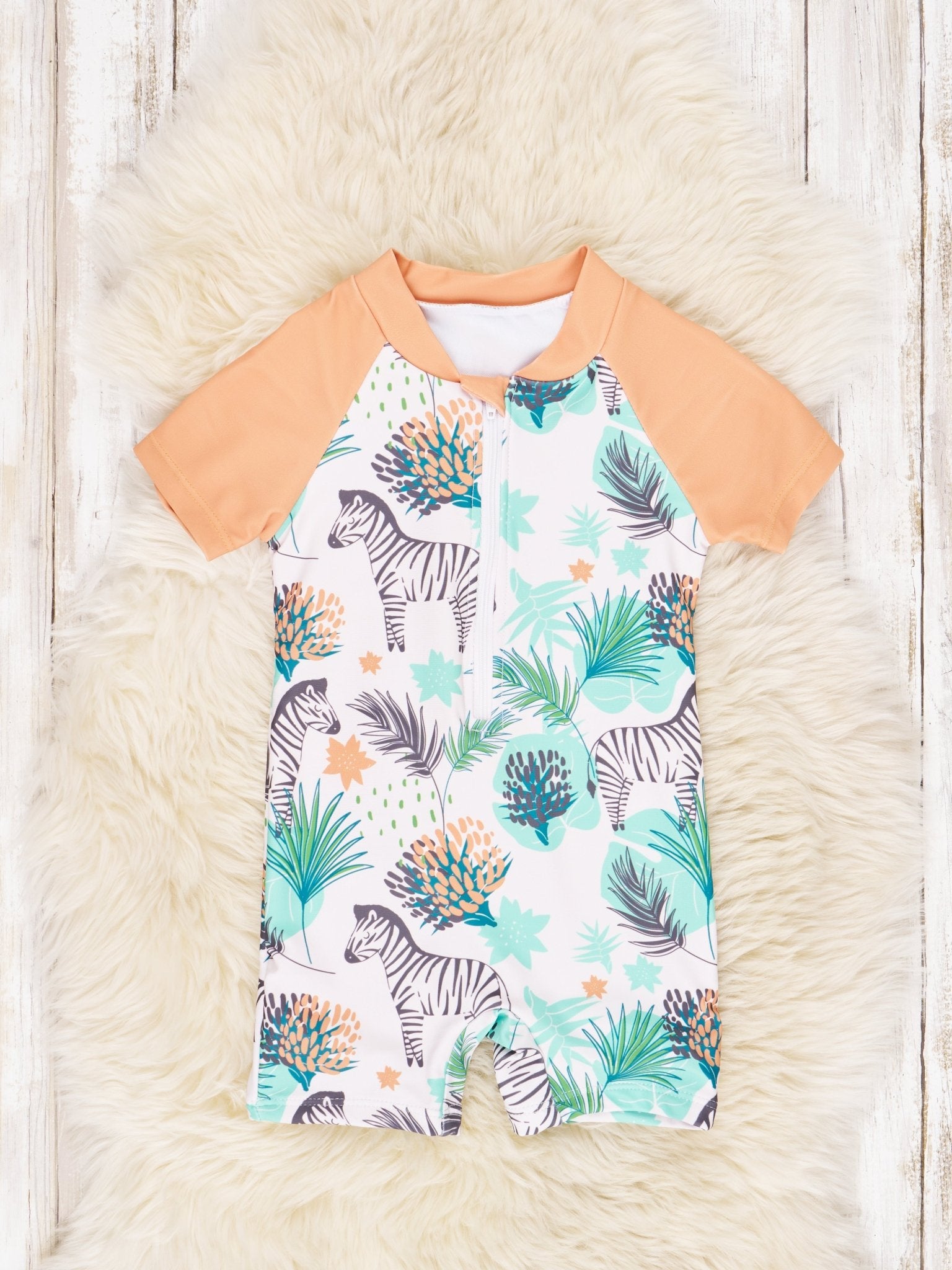 Zebra Rash Guard Swimsuit - Marie Nicole Clothing