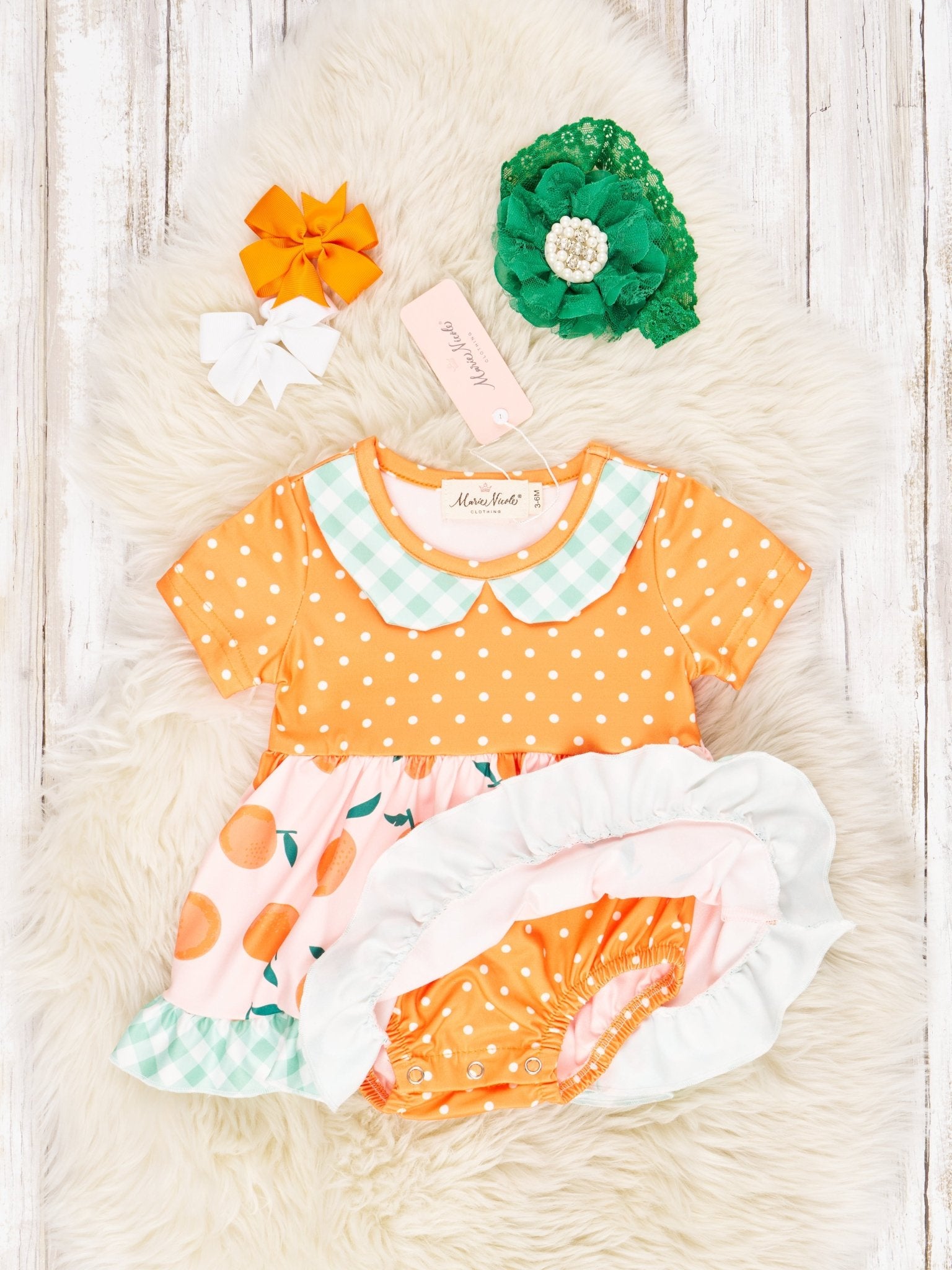 Oranges Vintage Ruffle Dressy Romper - Marie Nicole Clothing