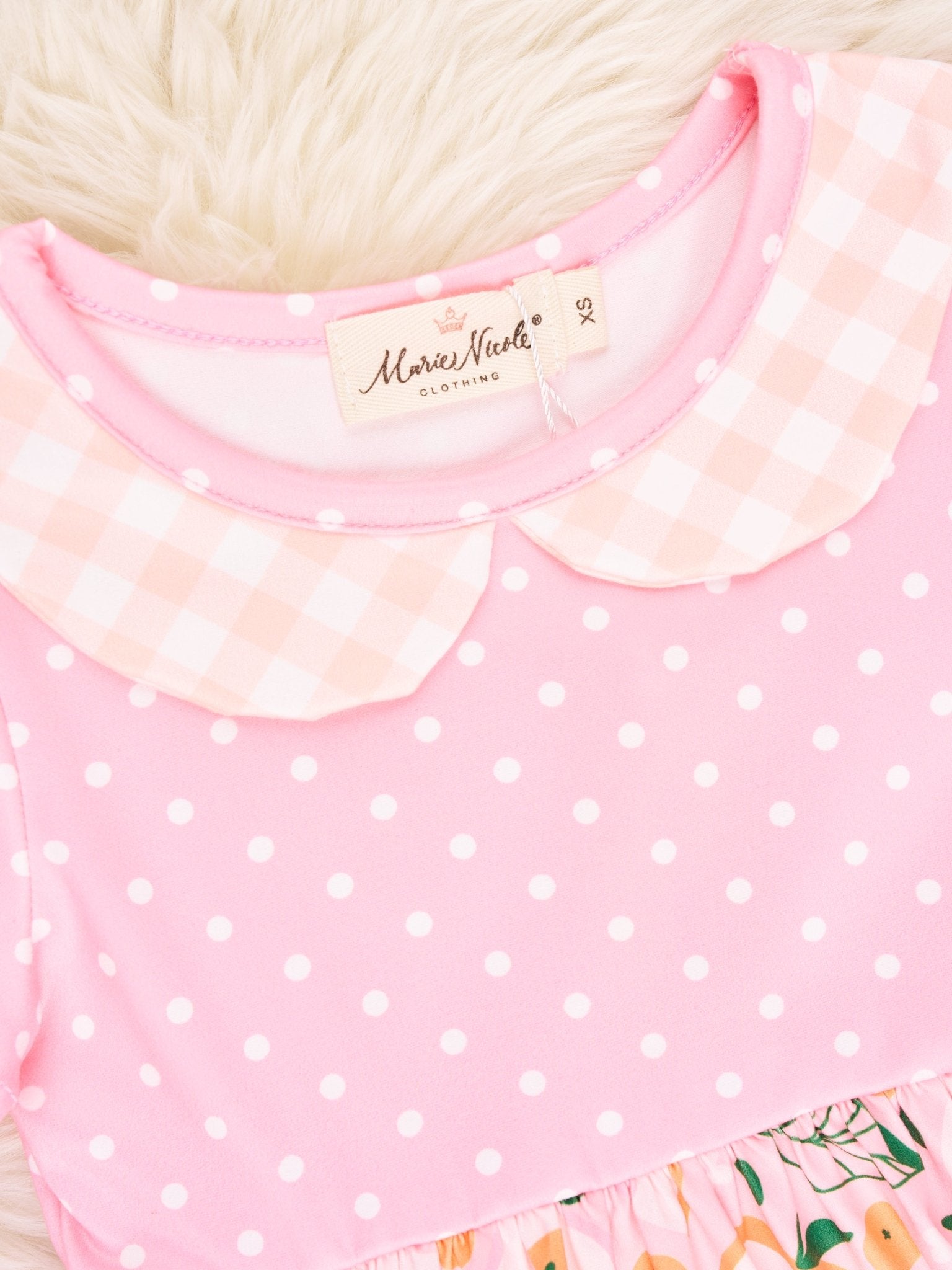 Pink Fruit Vintage Ruffle Dress - Marie Nicole Clothing