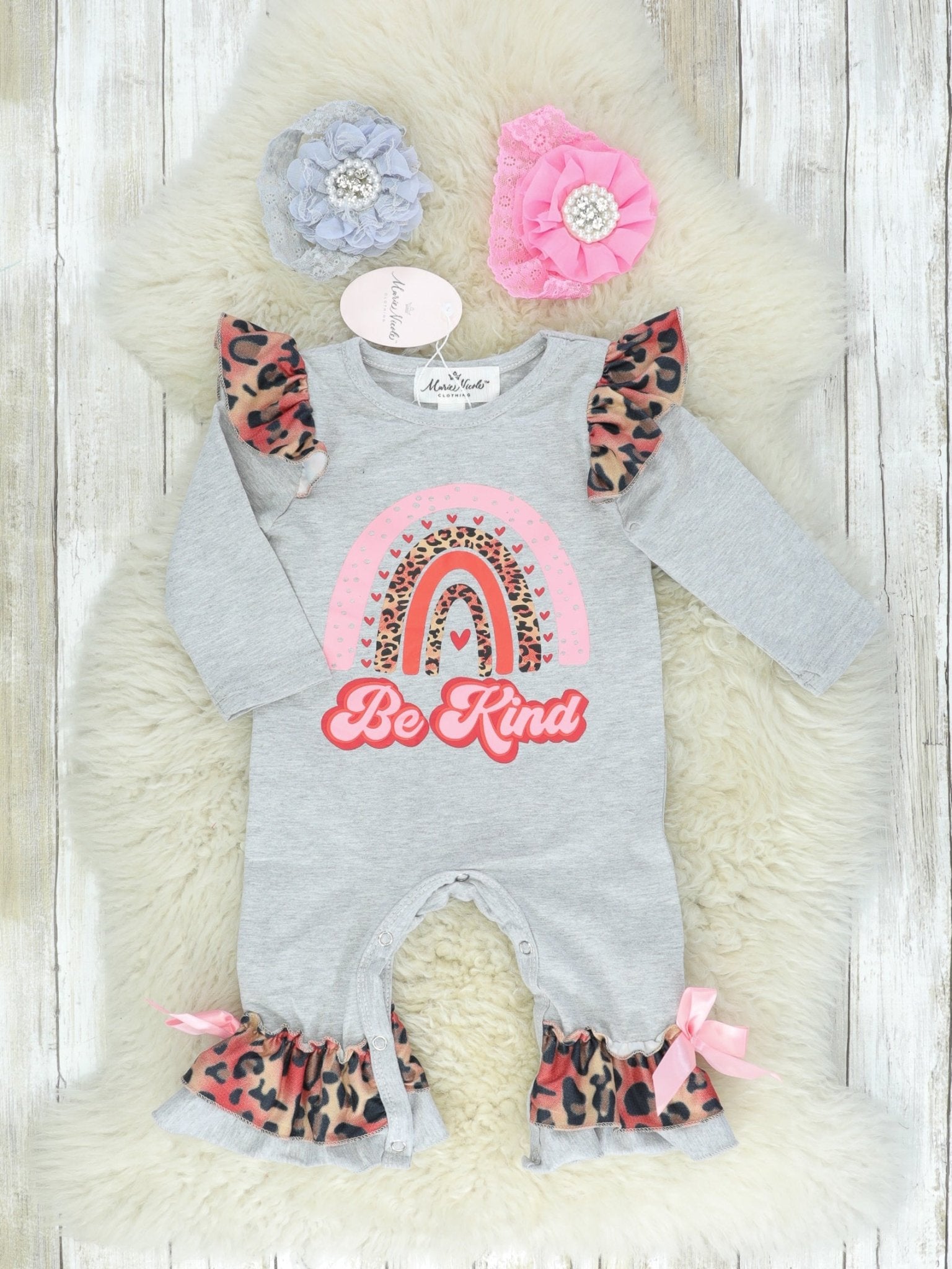 Be Kind Rainbow Ruffle Romper - Marie Nicole Clothing
