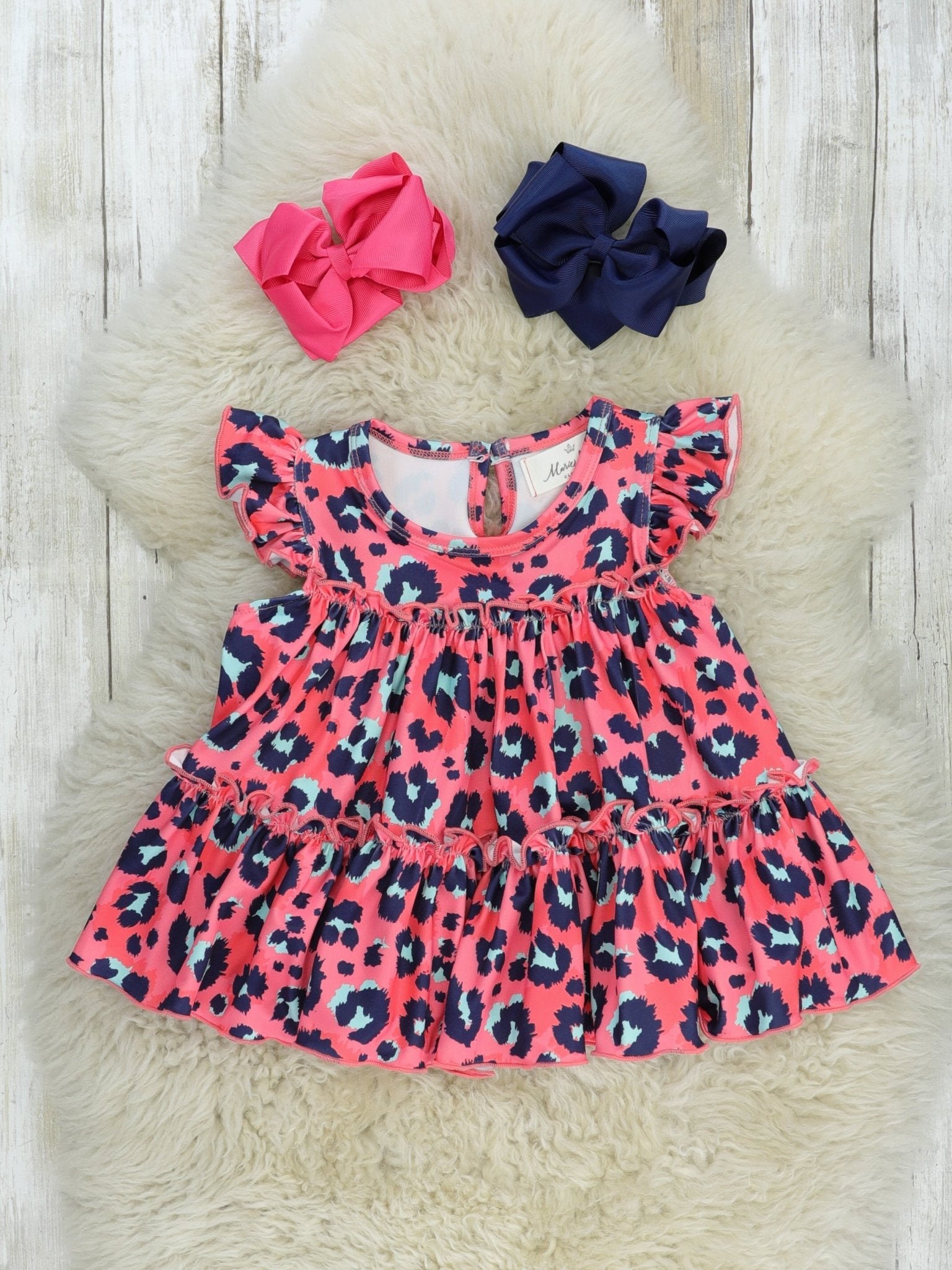 Tiered Ruffle Tunic - Pink Leopard - Marie Nicole Clothing