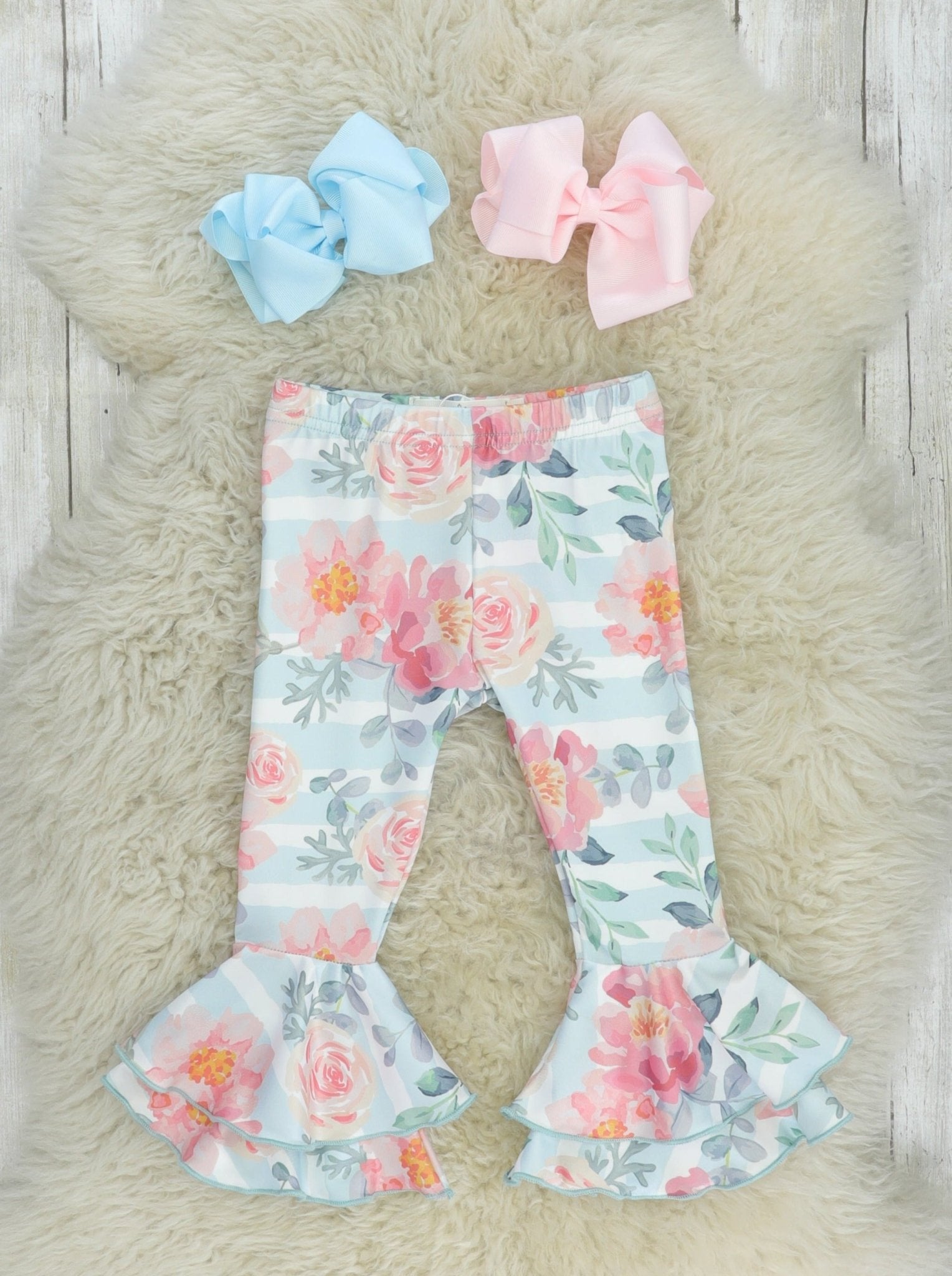 Pink Rose Tiered Bell Bottoms - Marie Nicole Clothing