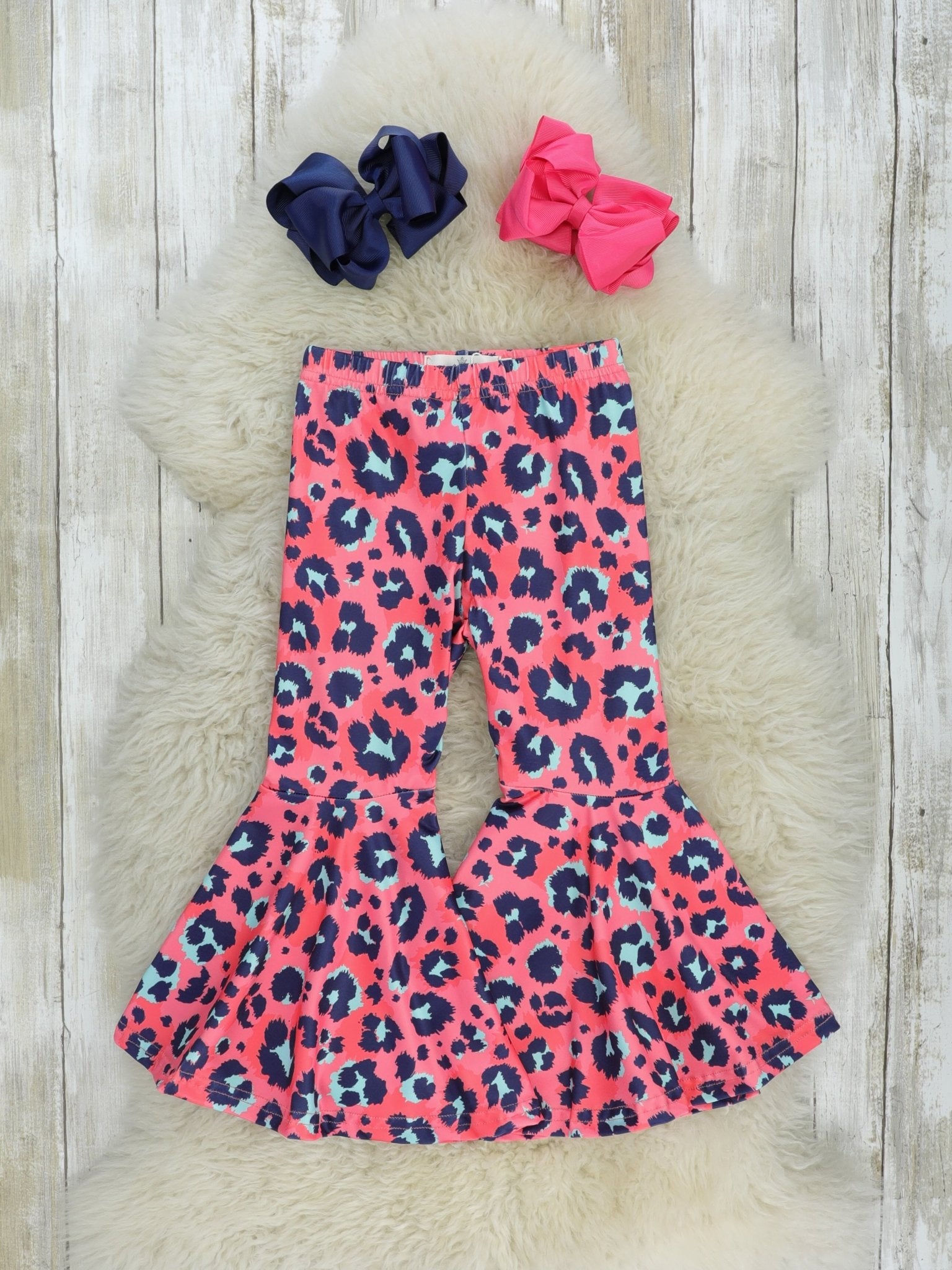 Pink Leopard Bell Bottoms - Marie Nicole Clothing
