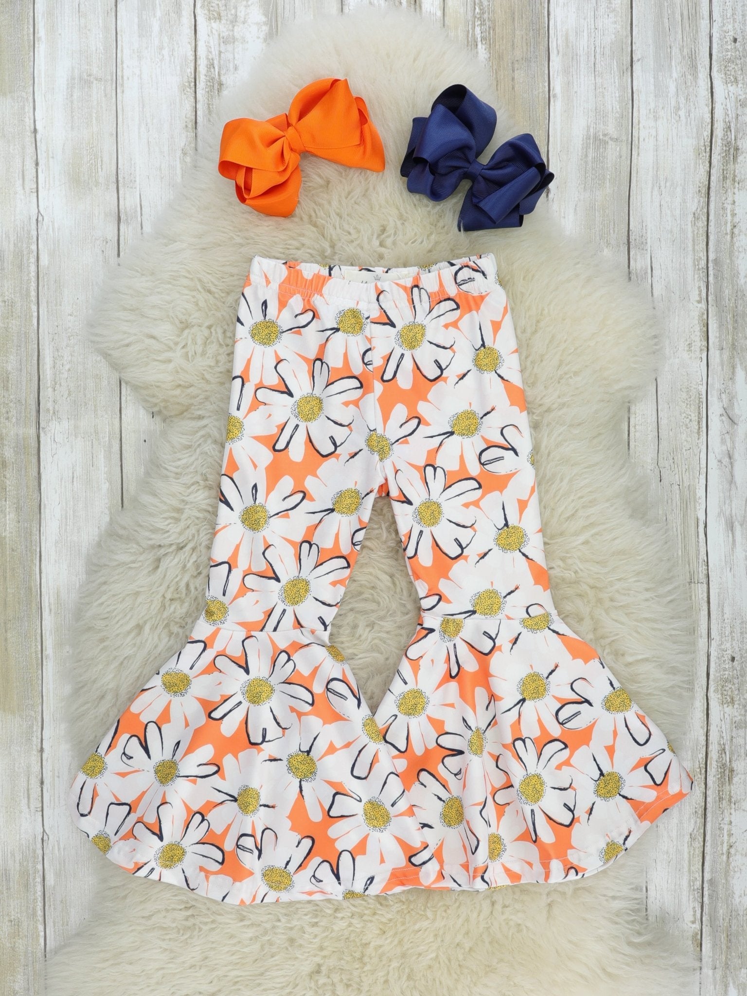 Orange Daisy Bell Bottoms - Marie Nicole Clothing