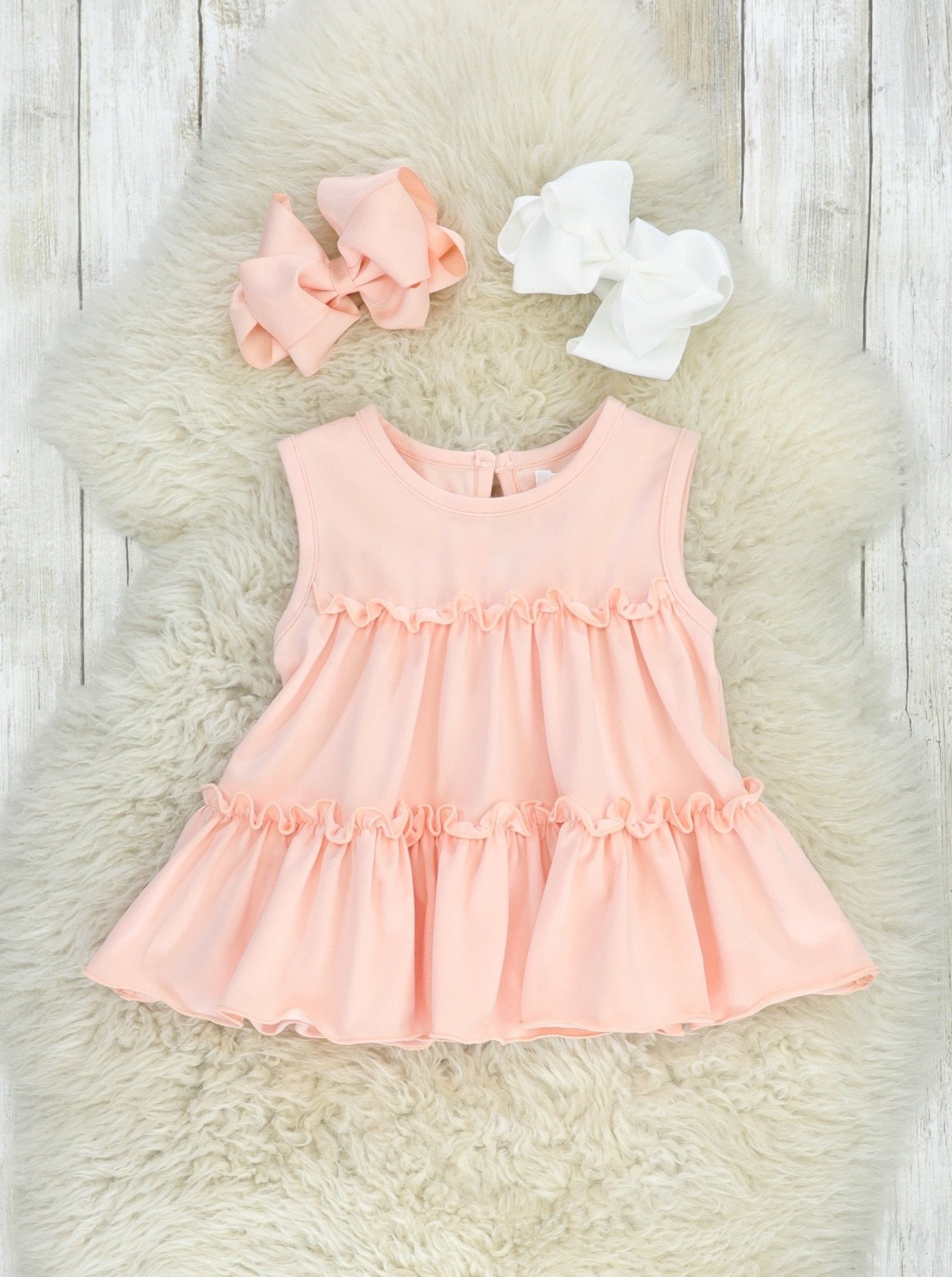 Cotton Tiered Ruffle Tank - Peach - Marie Nicole Clothing