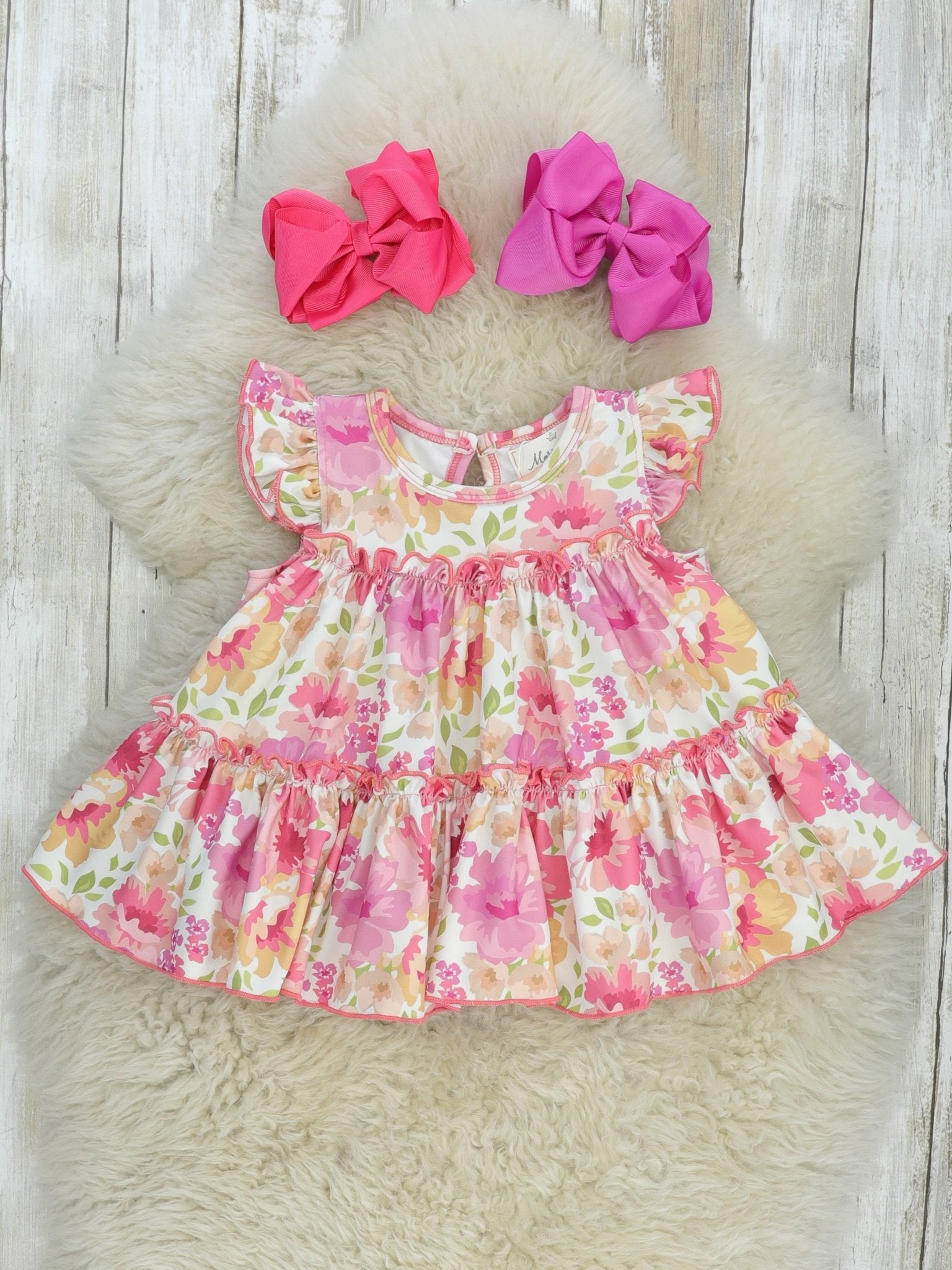 Tiered Ruffle Tunic - Pink Peony - Marie Nicole Clothing