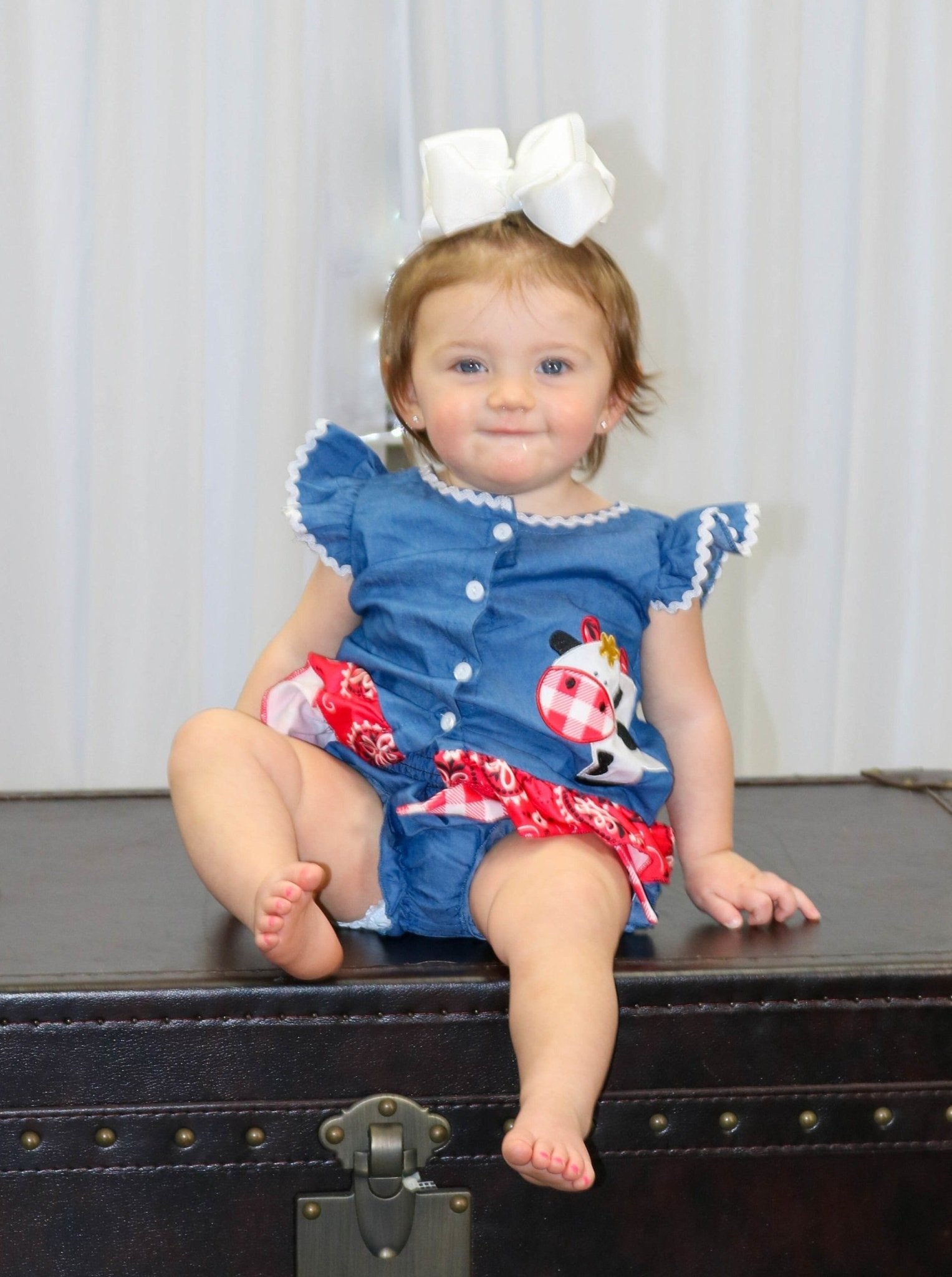 Chambray Bandana Cow Bloomer Outfit - Marie Nicole Clothing