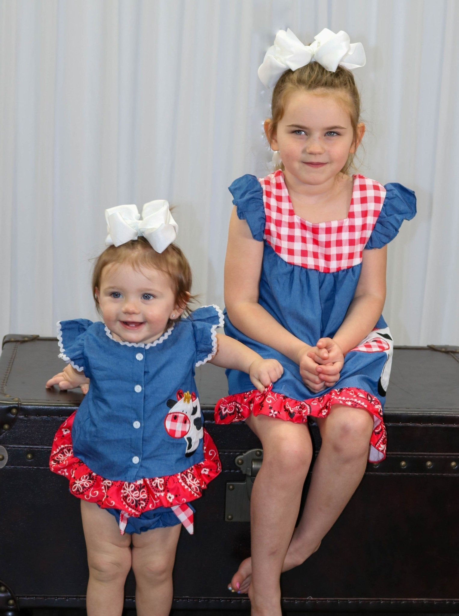 Chambray Bandana Cow Bloomer Outfit - Marie Nicole Clothing