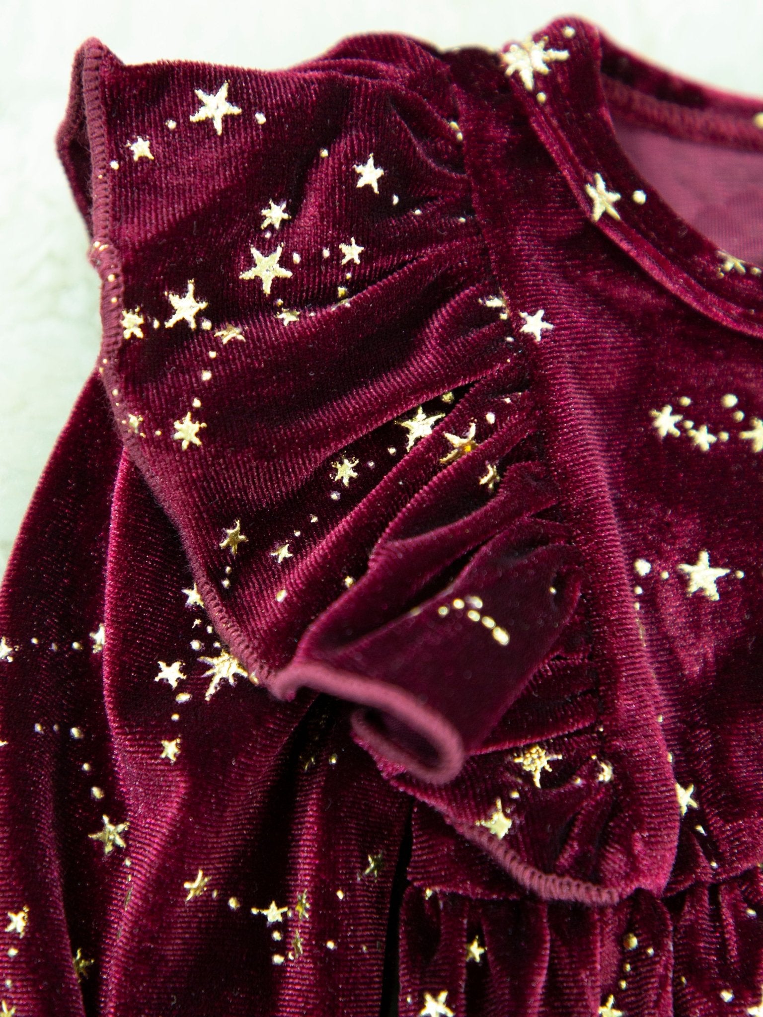 Wine Starry Night Velvet Bubble Romper - Marie Nicole Clothing