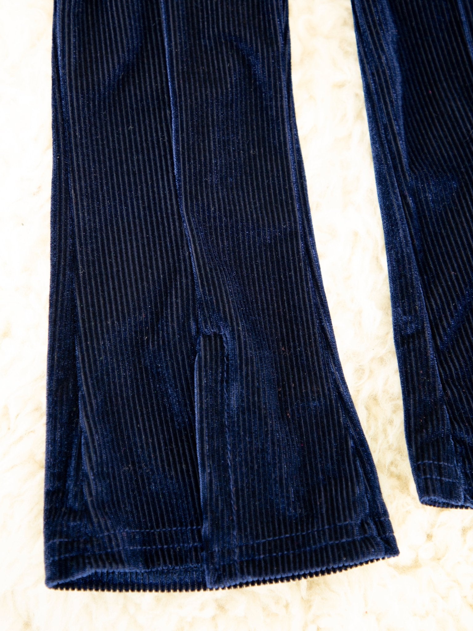 Midnight Blue Velvet Split Hem Bell Bottoms - Marie Nicole Clothing