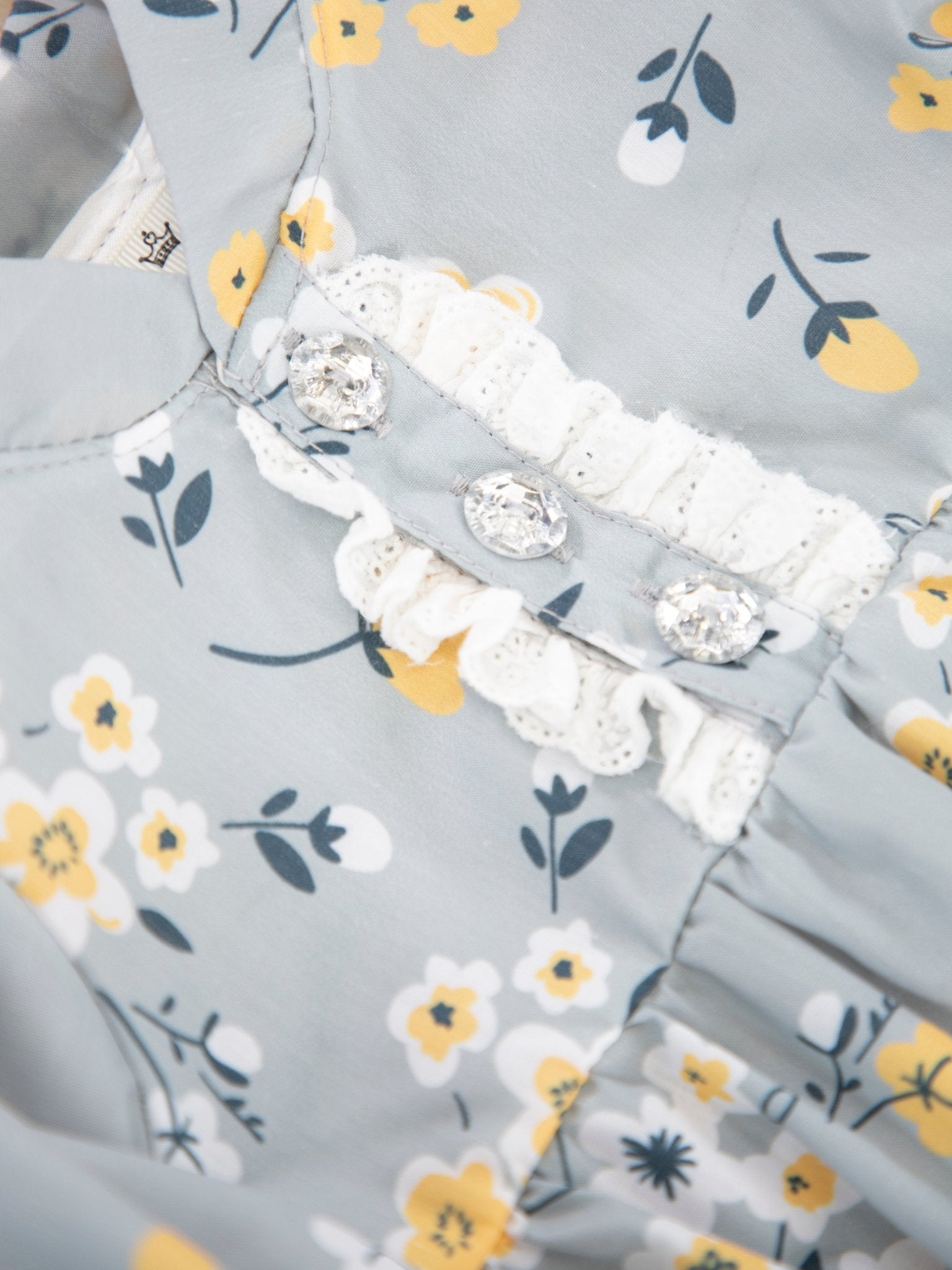 Light Grey & Yellow Floral Ruffle Romper - Marie Nicole Clothing