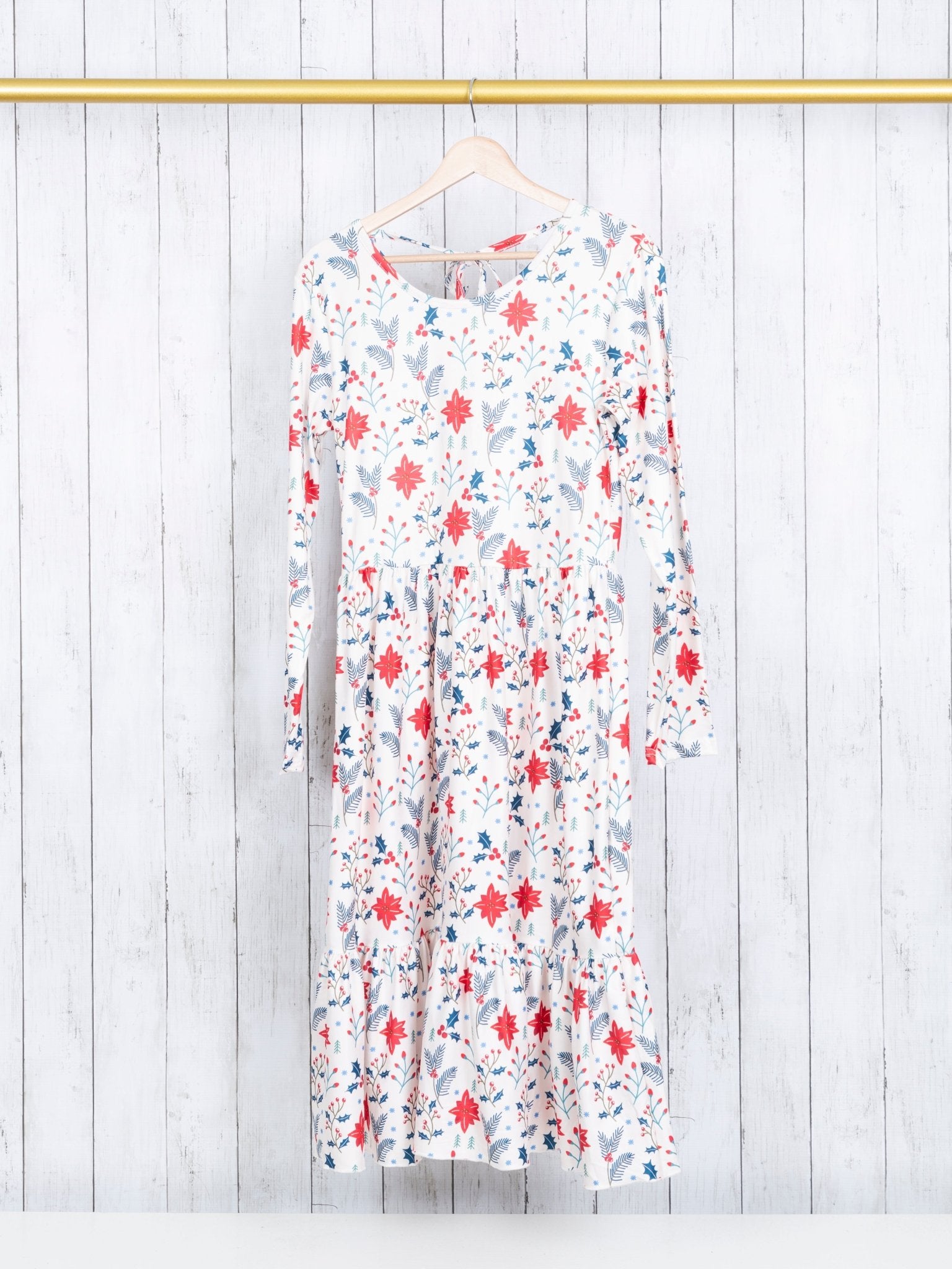 Mom & Me Red Floral Tie Ruffle Dress - Marie Nicole Clothing