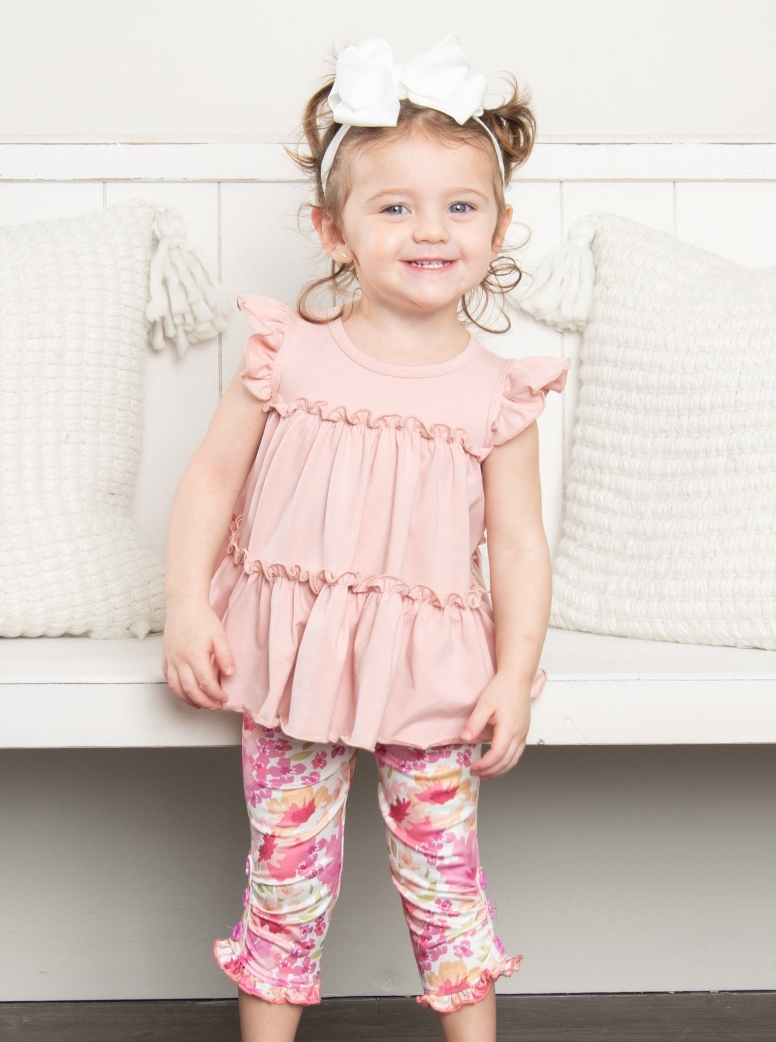 Cotton Tiered Ruffle Tunic - Mauve - Marie Nicole Clothing
