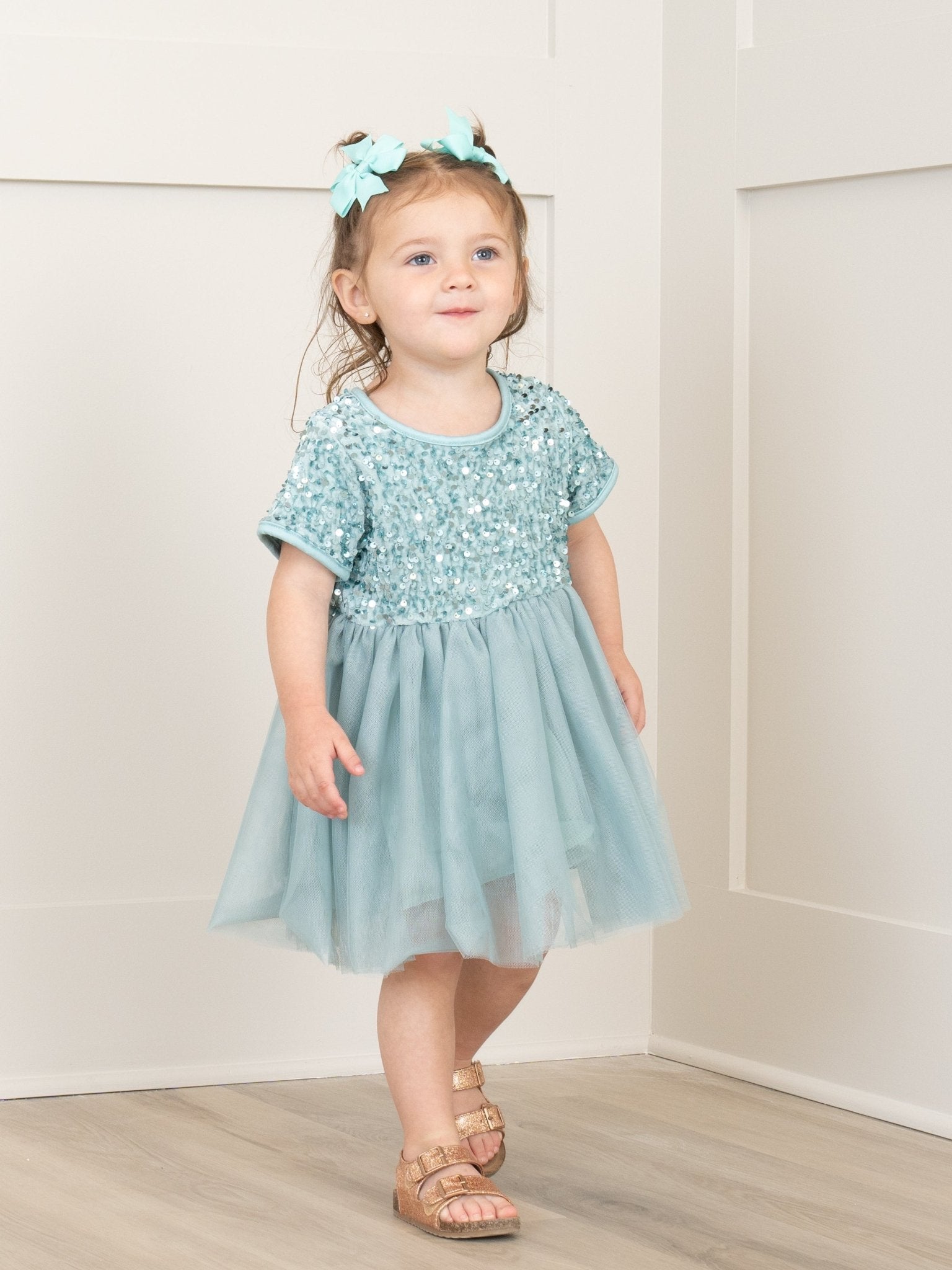 Mint Sparkly Tulle Swing Dress - Marie Nicole Clothing