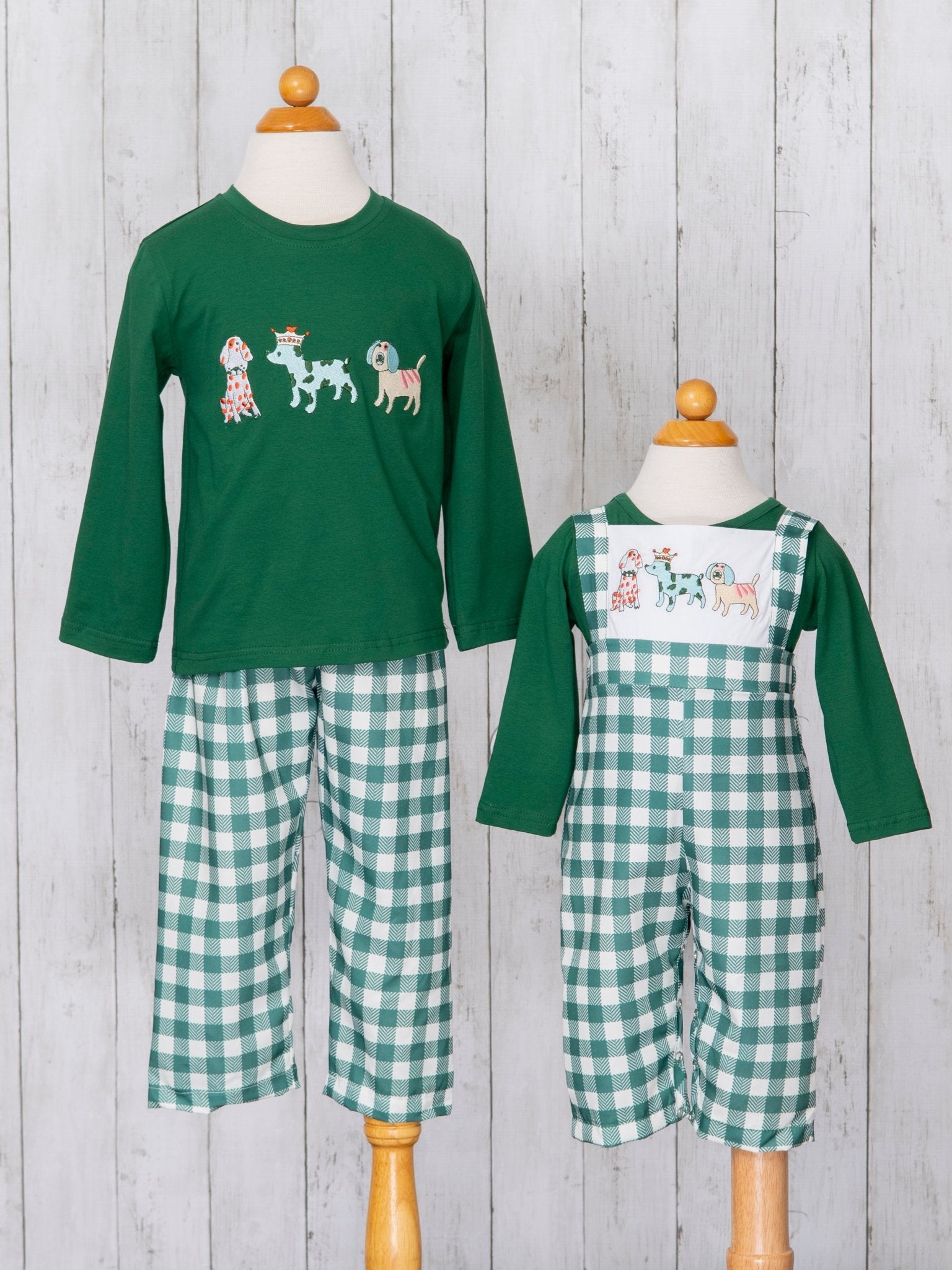 MNC Royal Pups™ Green Gingham Overall Johnny - Marie Nicole Clothing